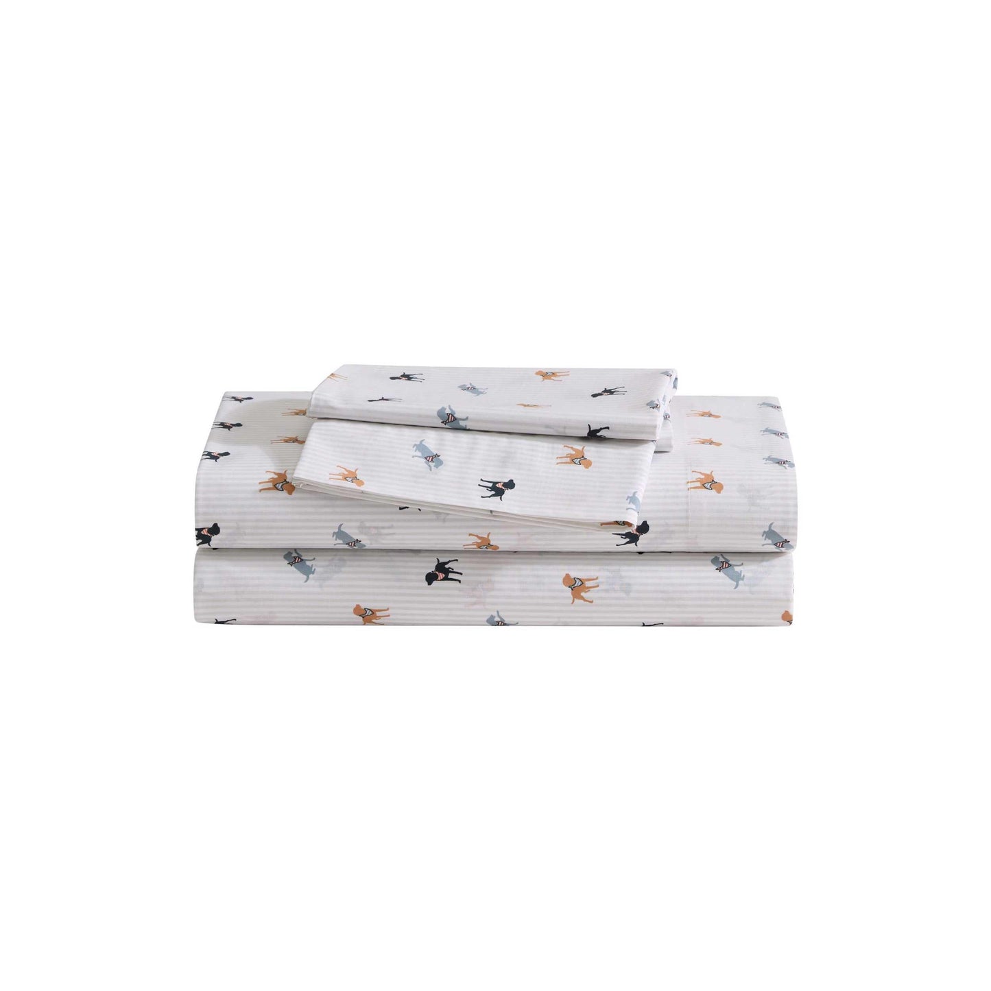 Eddie Bauer - Twin Size Sheet Set, Cotton Percale Bedding with Deep Pocket Fitted Sheet, Bed Sheets with Matching Pillowcase, Buddy Scarves and Stripes Beige