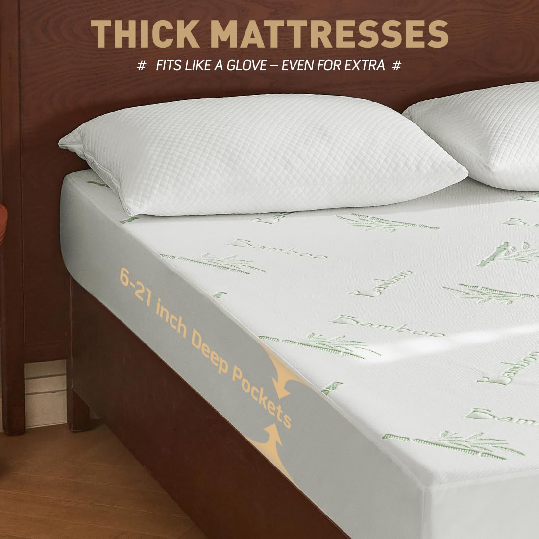 Flippeddream Cooling King Mattress Protector - 100% Waterproof & Noiseless Rayon Fiber Mattress Cover (76" x 80") Size Bed Soft, Breathable, Guards Against Spills Matterss Pad - Pockets Up to 21″