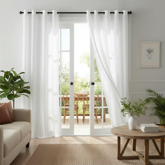 NICETOWN Grommet Off White Sheer Curtains 84 inches Long 2 Panels for Living Room, Non-See-Through 52" W Privacy Cat Proof Window Drapes for Bedroom- Light Filtering Home Decor (Off White= Ivory)