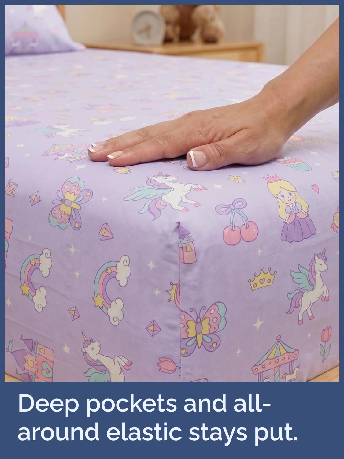 CGK Unlimited Kids Princess Dreamland Full 4 Piece Sheet Set - Boys, Girls, Teens, Toddler - Easy Fit Deep Pockets - Soft, Cooling & Breathable Sheets - Cozy, Fade & Wrinkle Free - Machine Washable