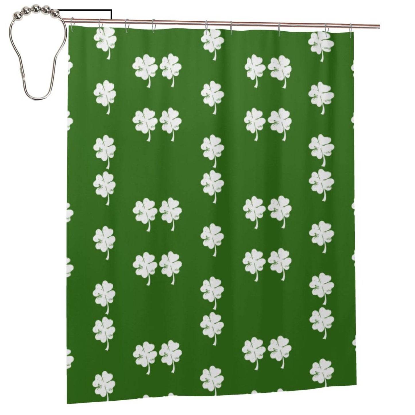 noasqll Lucky Irish Four Leaf Clover Shamrock Shower Curtain 60 X 72 Inch Waterproof Shower Curtain Set Bathroom Curtain Decor with 12 Hooks