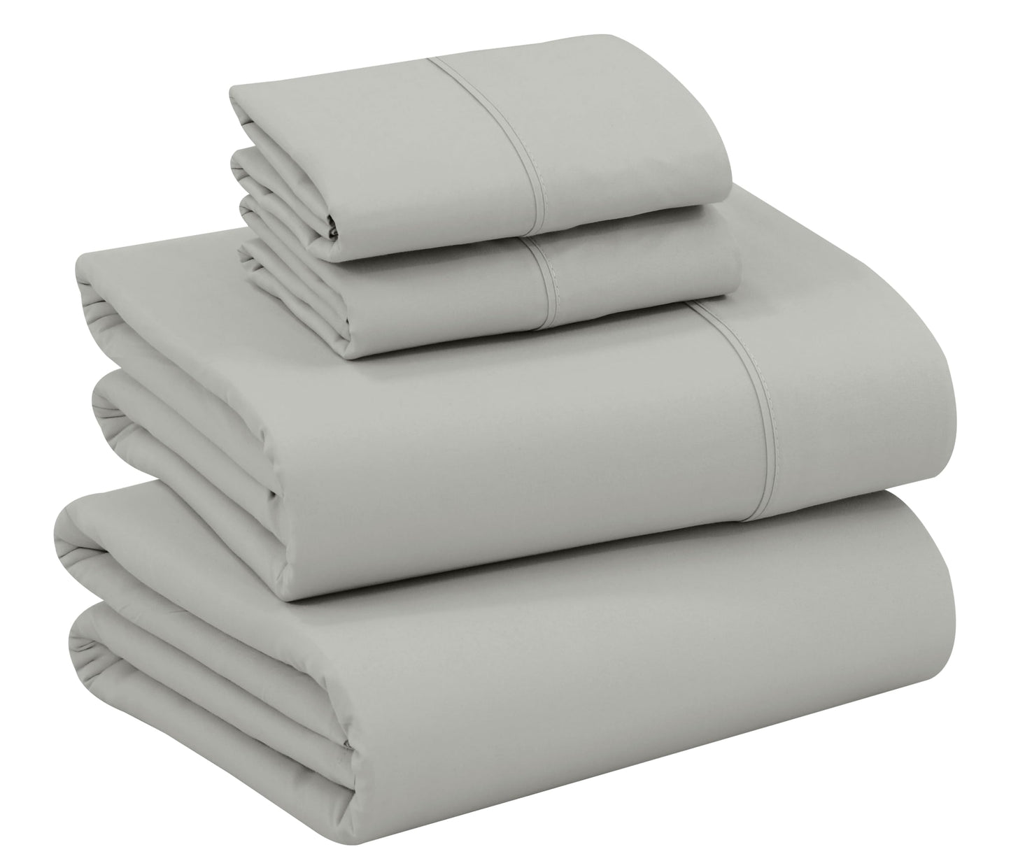 RUVANTI 100% Cotton Percale Sheets Full Size – Crisp Cooling Bed Sheets for Hot Sleepers, Deep Pocket 16”, Soft Breathable & Durable Hotel-Style 4 Piece Set, Silver