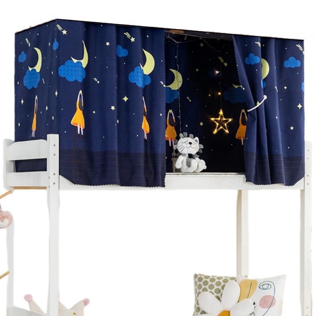YMMMY ROSE Thicken Bunk Bed Curtains Privacy Bed Canopy Drapes Blackout Bottom Bunk Bed Curtains Breathable Dustproof Cloth Curtains Loft Bed Dorm Curtain 2 Panels