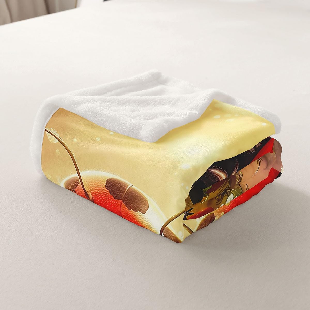 Erosebridal Cute Ladybug Fleece Blankets Throw 50"X60" Cartoon Animal Throw Bed Blanket Fruit Strawberry Kawaii Ladybird Sherpa Blankets Spring Garden Lovely Reptile Fuzzy Blanket for Kids Boys Girls