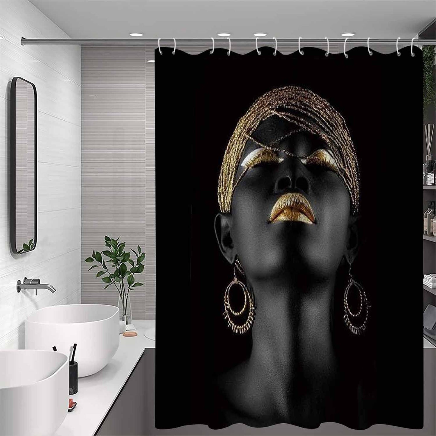 NTETSN African American Shower Curtain 72x78 Inch Black Girl Inspirational Art Boho Bathroom Shower Curtain for Mother’s Day Birthday Women Apartment Dorm Home Decor