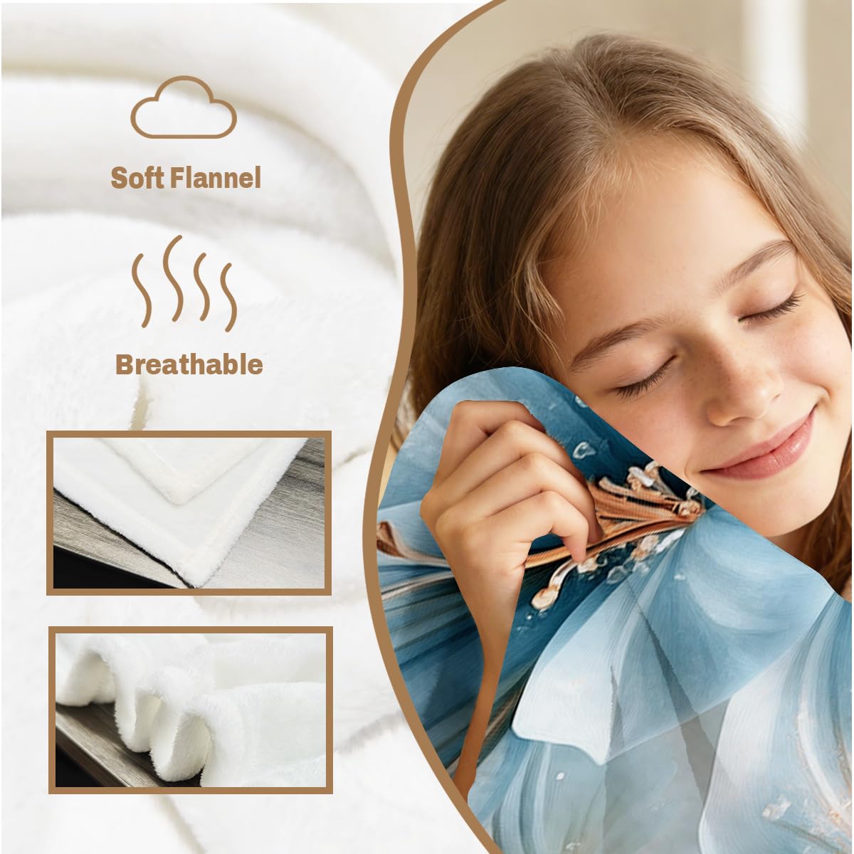 HUNXIAOJ Butterfly Blanket Blue Flannel Throw Flower and Butterfly Throw Blanket Girls Bedroom Decor Butterflies Gift for Women Girl Kids 49"x59"