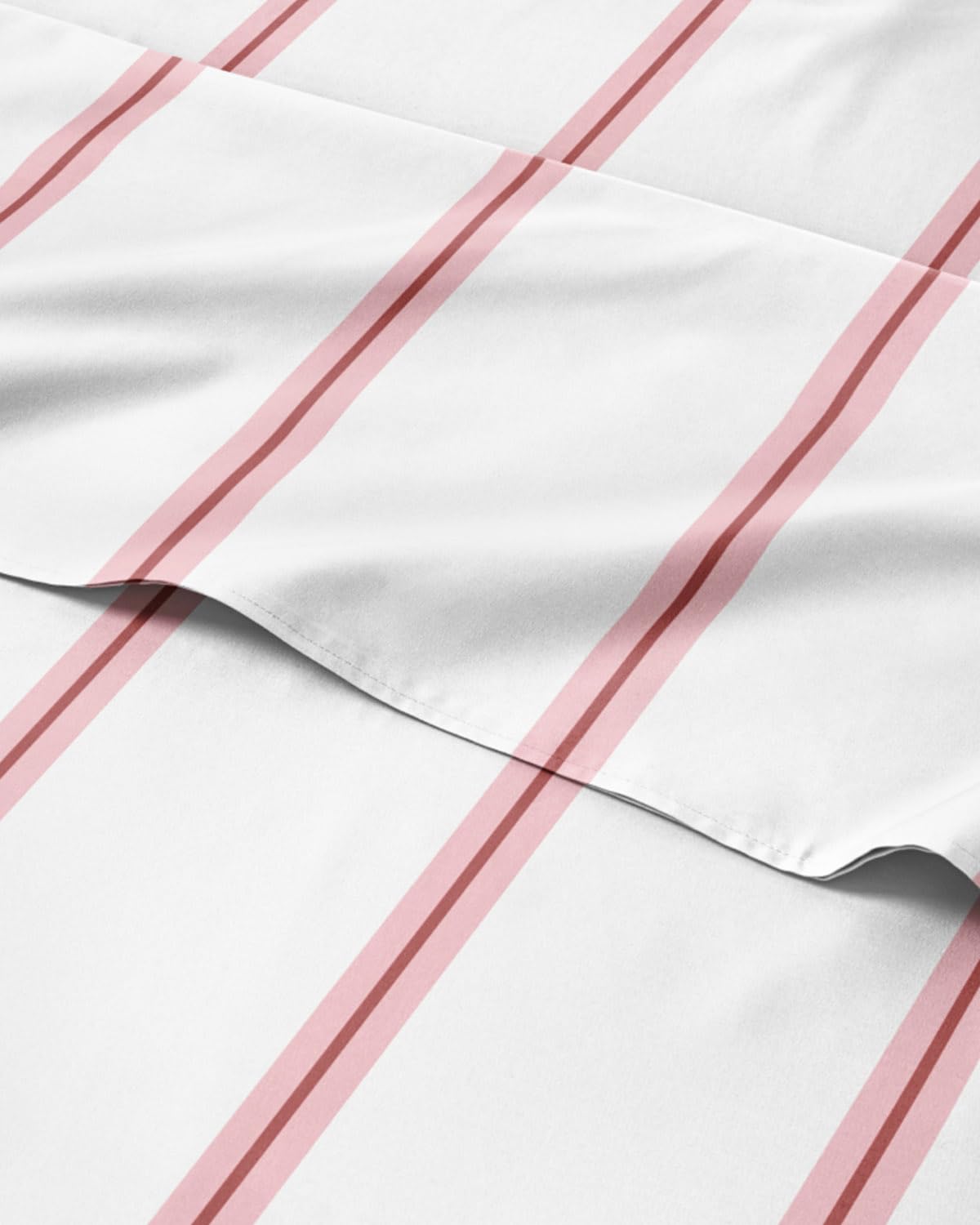 Striped Sheets - Red & White Striped Sheets - 1 Flat & 1 Fitted & 1 Pillowcase w/ Deep Pockets – Wrinkle & Fade Resistant - Soft, Breathable and Cooling – Luxury Pinstripe Bedding - Twin Size Bed Set