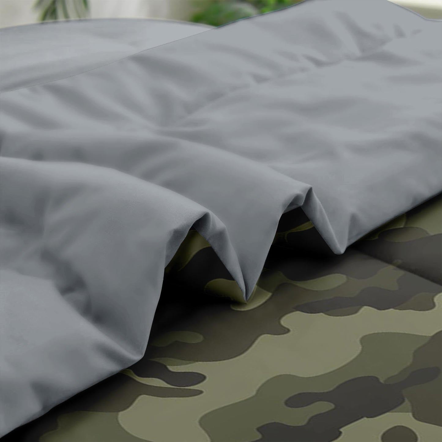 Pamnest Comforter Set Full Size, Army Camouflage Camo 7 Pcs Bedding for Kids and Adults, Military French Green Bed Sheet Sets with Fitted Sheet 2 Pillowcases & 2 Shams for Bedroom Bed Decor