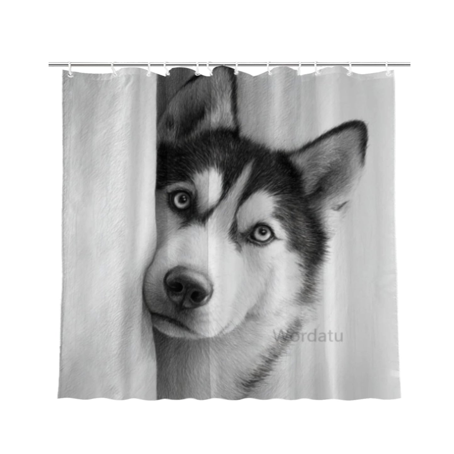 Wordatu Husky Shower Curtain Bathroom Set 72x72 Inches Taking a Bubble Bath Animal Bath Animal Pet Dog Art Home Decor 12 Hooks