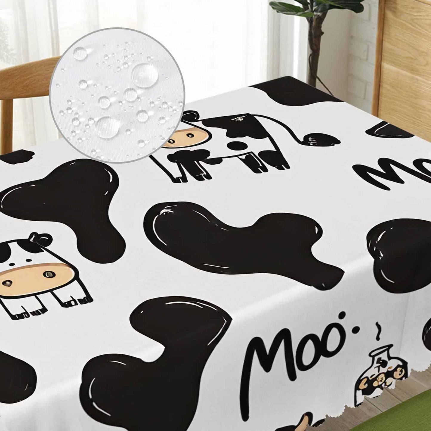 Beabes Cow Cute Table Covers Farm Milk Cattle Heavy Weight Tablecloth Cow Print Picnic Table Cloth for Kitchen Dinning Tabletop Outdoor BBQ Buffet Rectangle 52x70 Inch