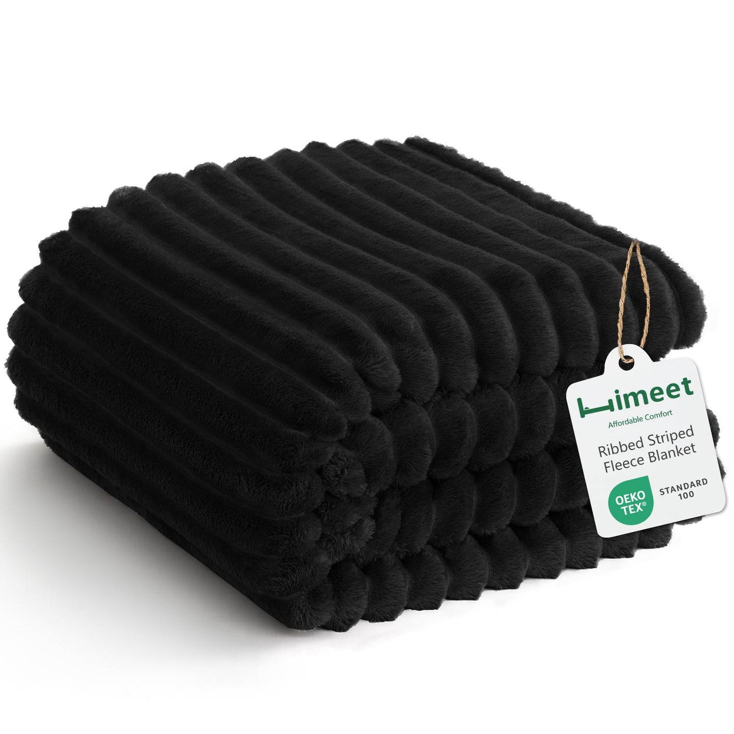 HIMEET Fleece Black Throw Blanket for Bed - 300GSM Ribbed Soft Cozy Dog Blanket for Couch, Graduation Birthday for Men Dad Women, College Dorm Essentials Room Throws, 50x60 Inches