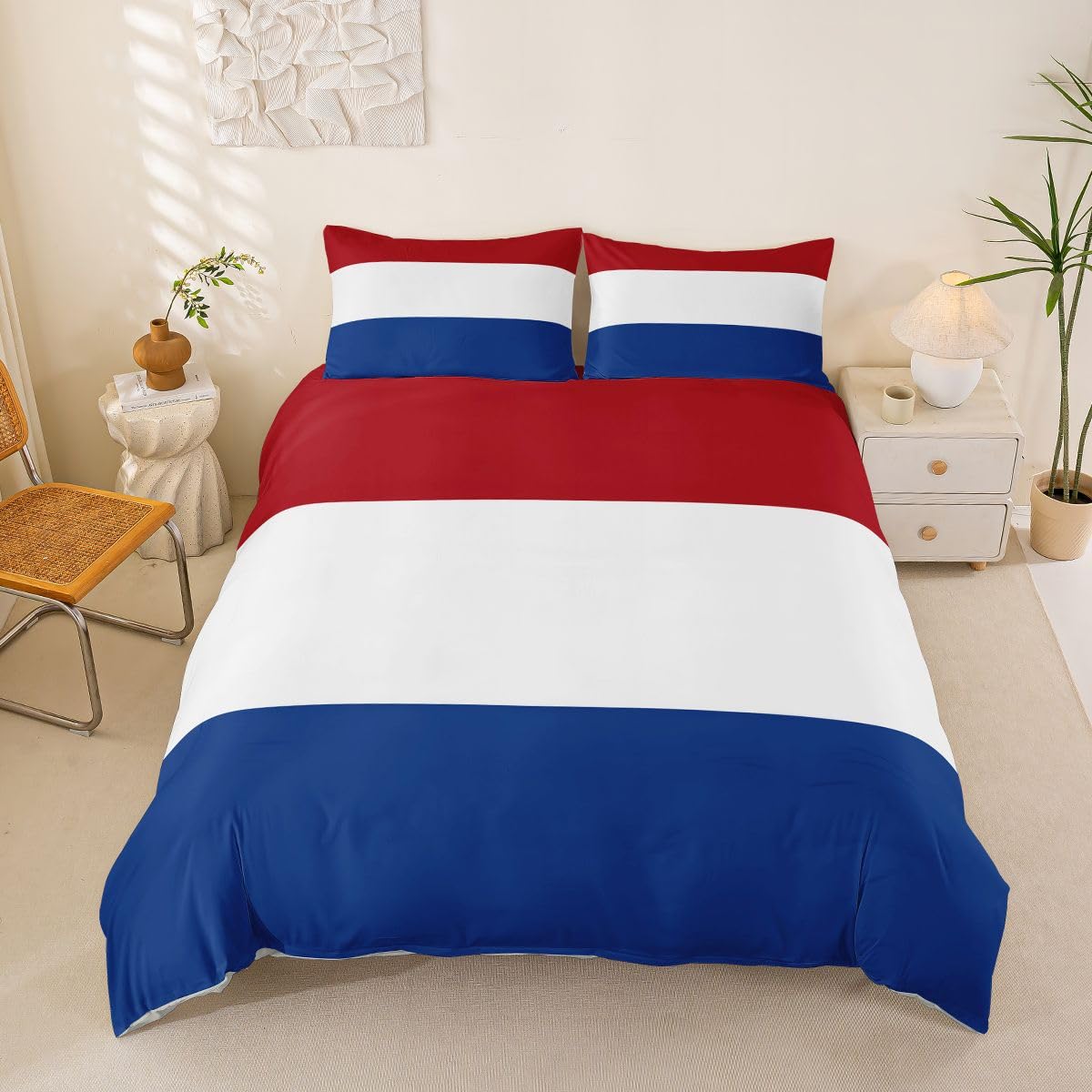 Feelyou Dutch Flag Duvet Cover Full Size Netherlands Comforter Cover for Boys Girls International Flag Bedding Set 3Pcs Soccer Sports Game Room Decor