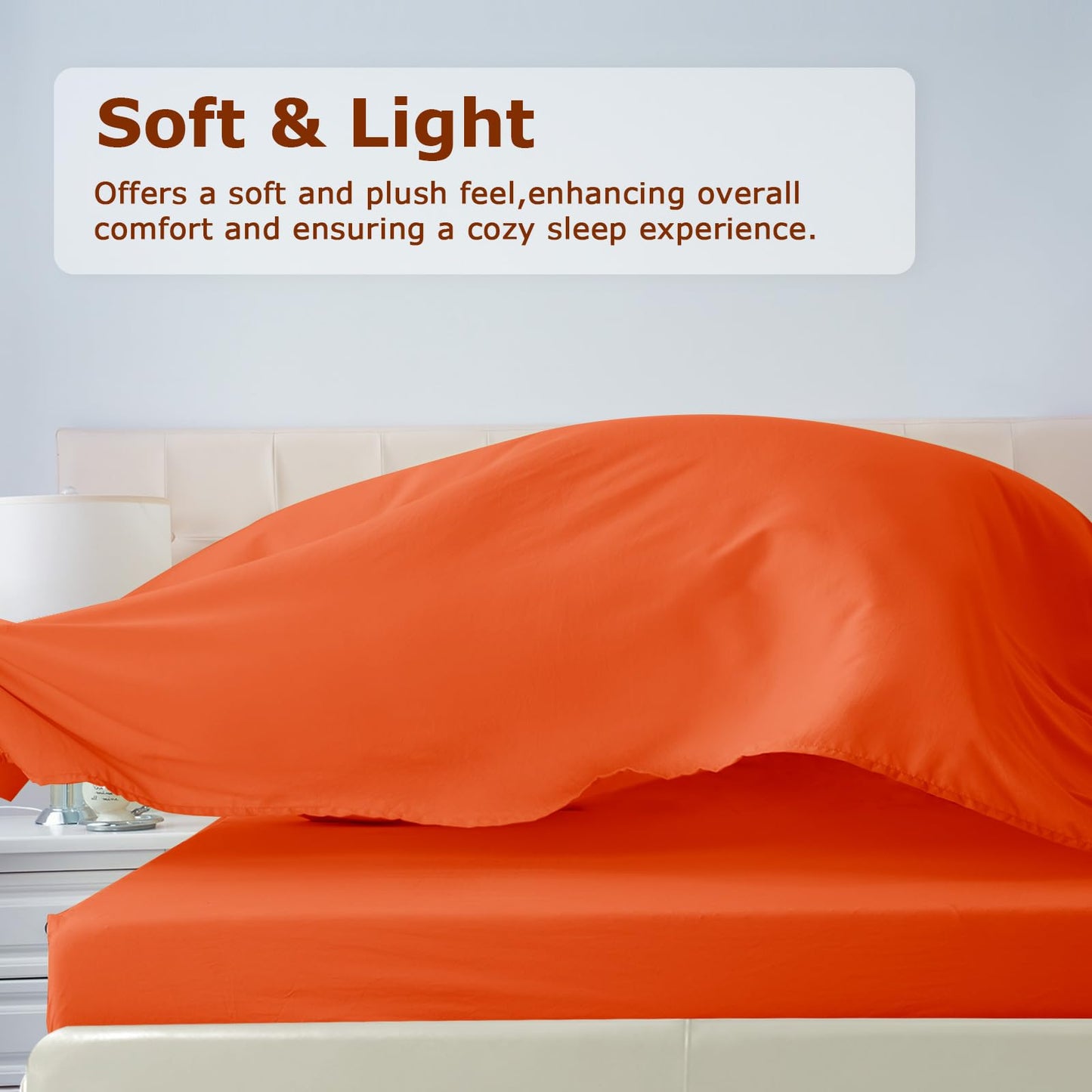 Homilay Queen Size Terracotta Bed Sheet Set - 4 Piece Soft Microfiber Sheets with Deep Pockets, Cooling Technology, and Wrinkle-Free Pillowcase. Hotel-Quality, Durable Bedding, Bright Orange