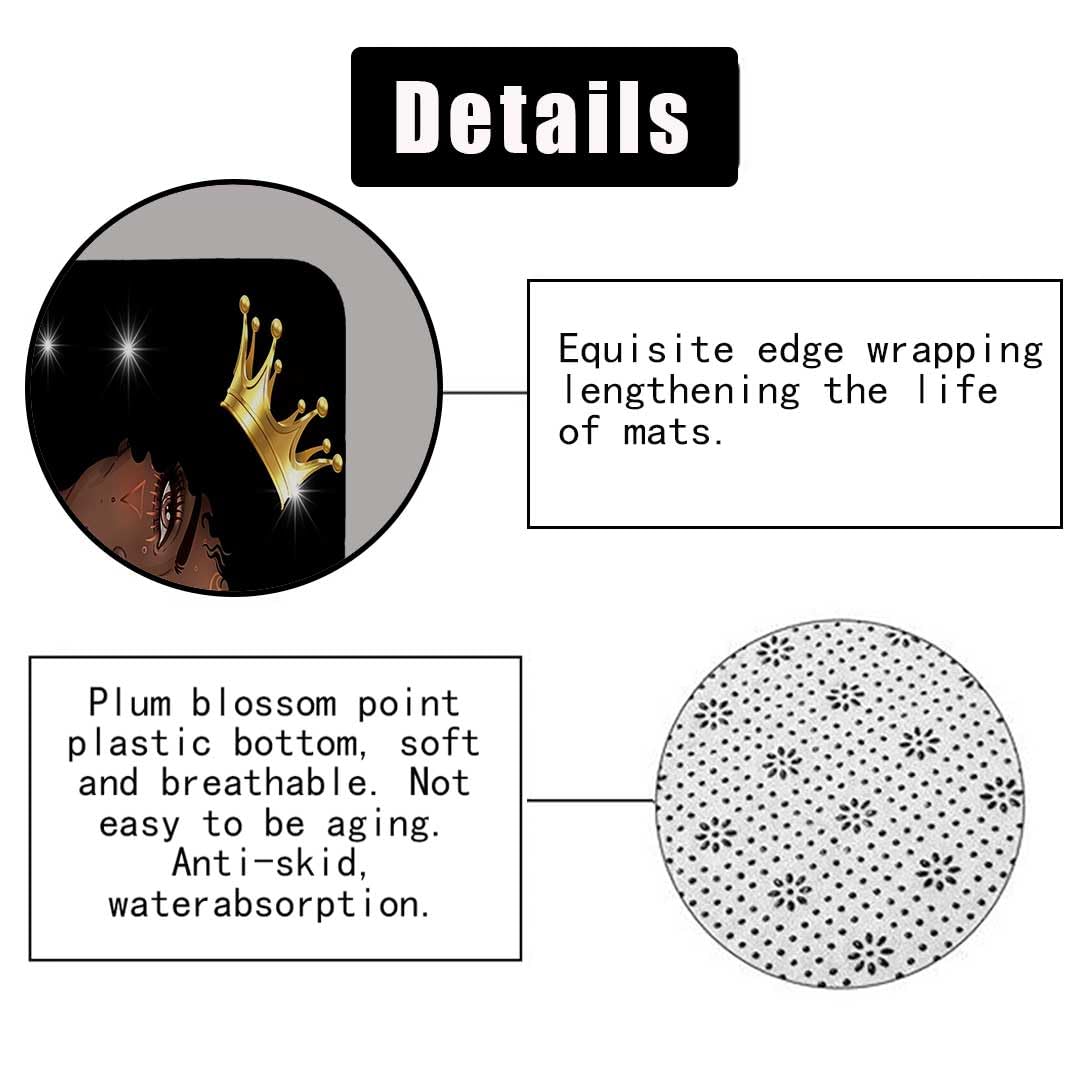 Jayden Madge 4PCS African American Woman Shower Curtain Set, Gold Crown Glitter Inspirational Quotes Ethnic Tribal Afro Girl Melanin Queen Black Women Bathroom Decor, Non-Slip Bath Mat Toilet Rug