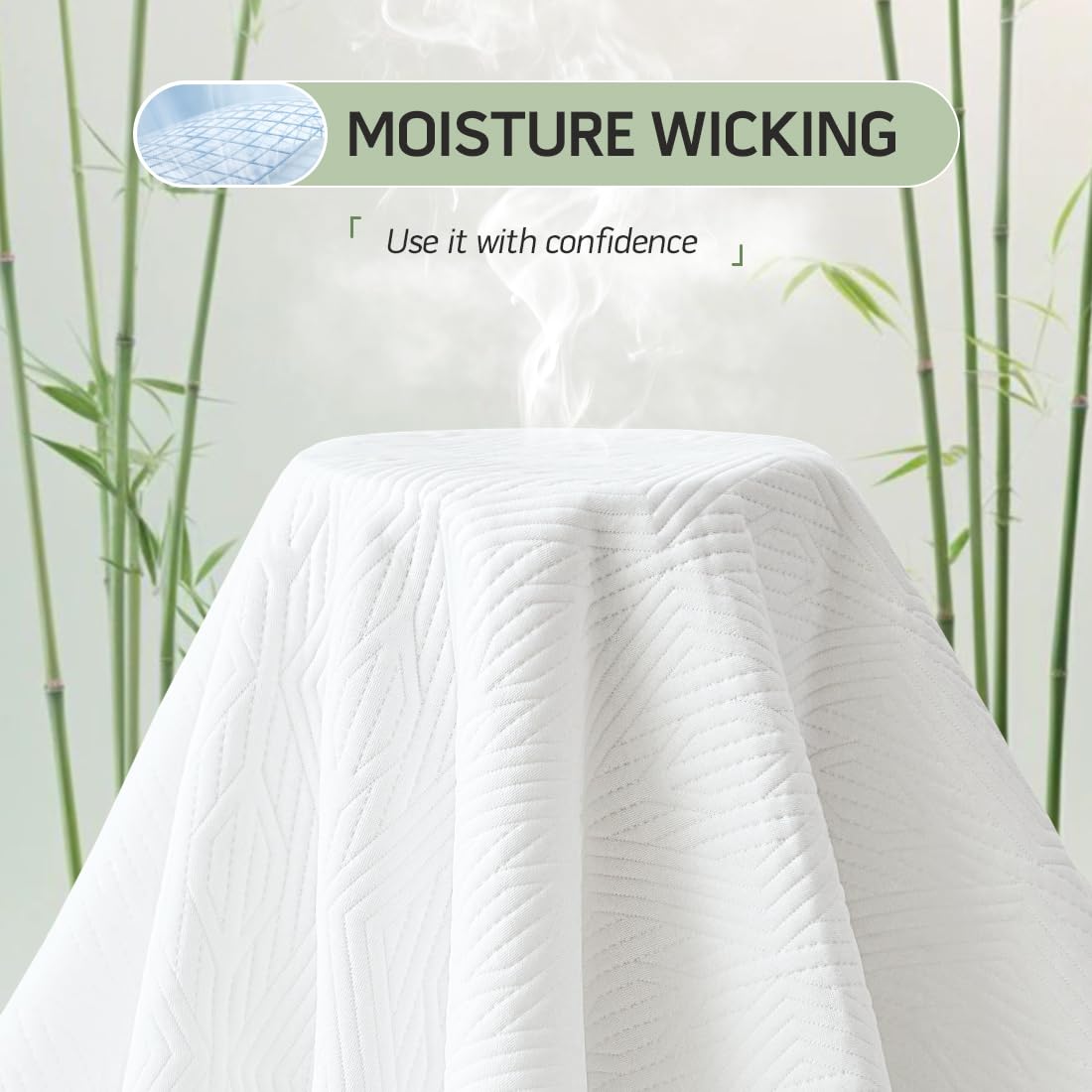 Premium Jacquard 100% Waterproof Queen Mattress Protector, Noiseless, Anti - Slip, Breathable Bed Cover, Rayon from Bambo, Quilted, Mattress Pad Sheet, Deep Pocket 8"-21"