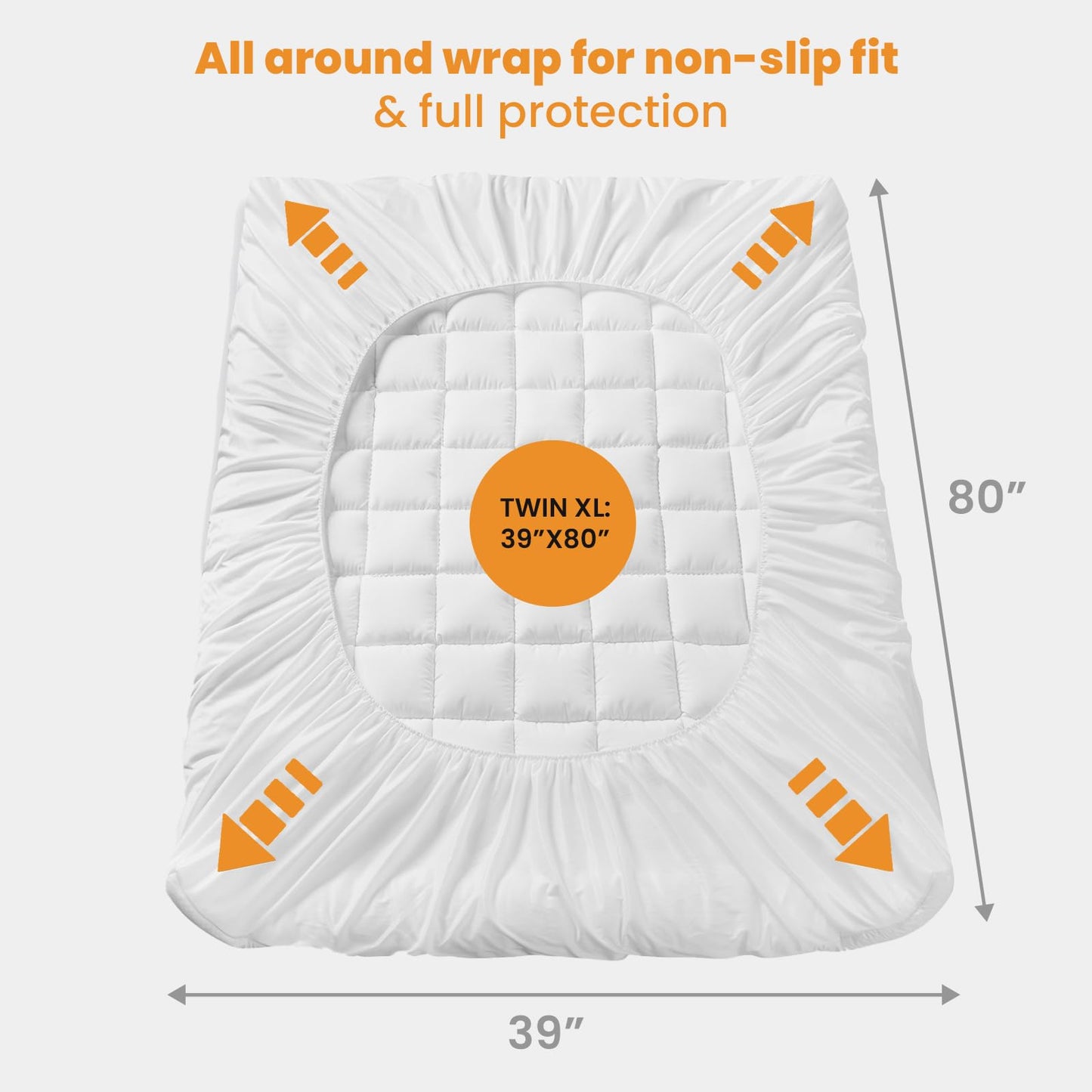 MATBEBY Twin XL Mattress Pad - Cooling Breathable Mattress Topper, Quilted Fitted Mattress Protector, Pillow Top Mattress Cover with 8-21" Deep Pocket, Soft, Machine Washable, White, Twin Extra Long
