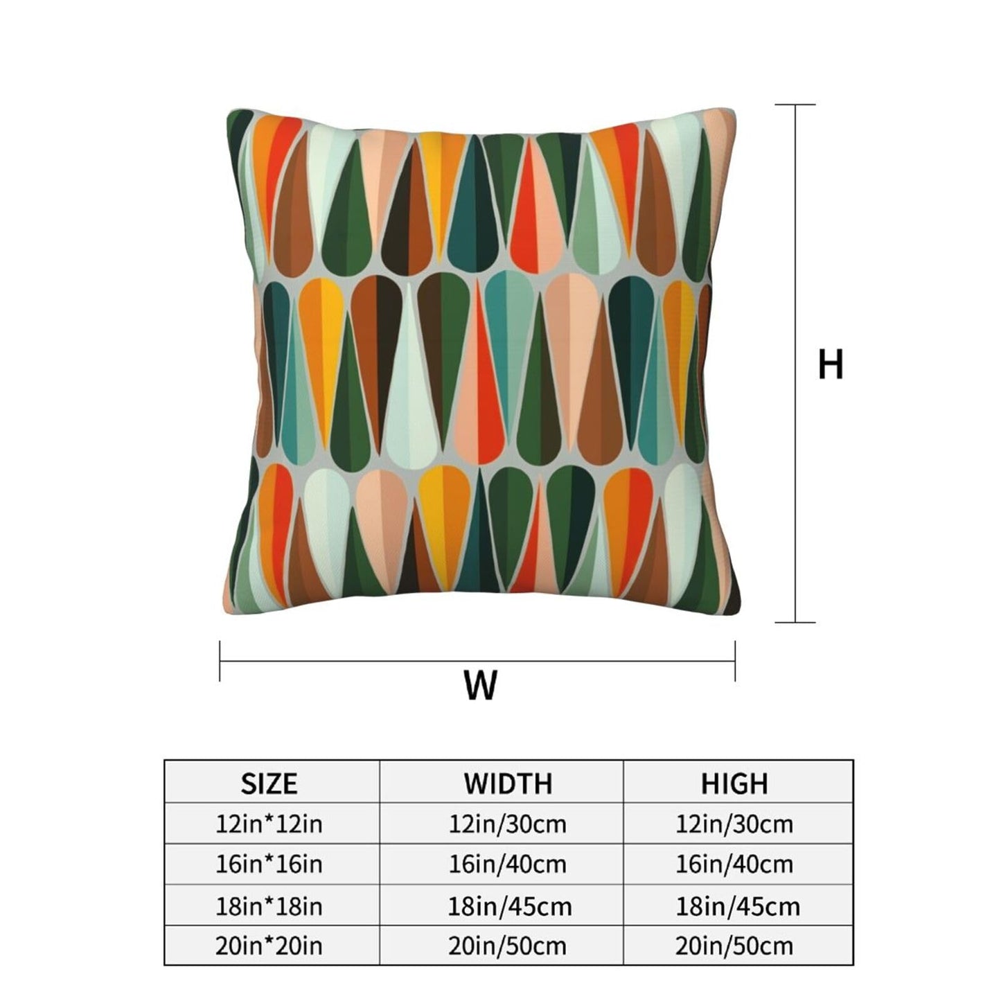 bassyil Mid Century Retro Drop Throw Pillow Covers Decorative Linen Pillow Cases Set of 2 Square Cushion Cover for Couch Sofa Bedroom Patio 18x18 Inch