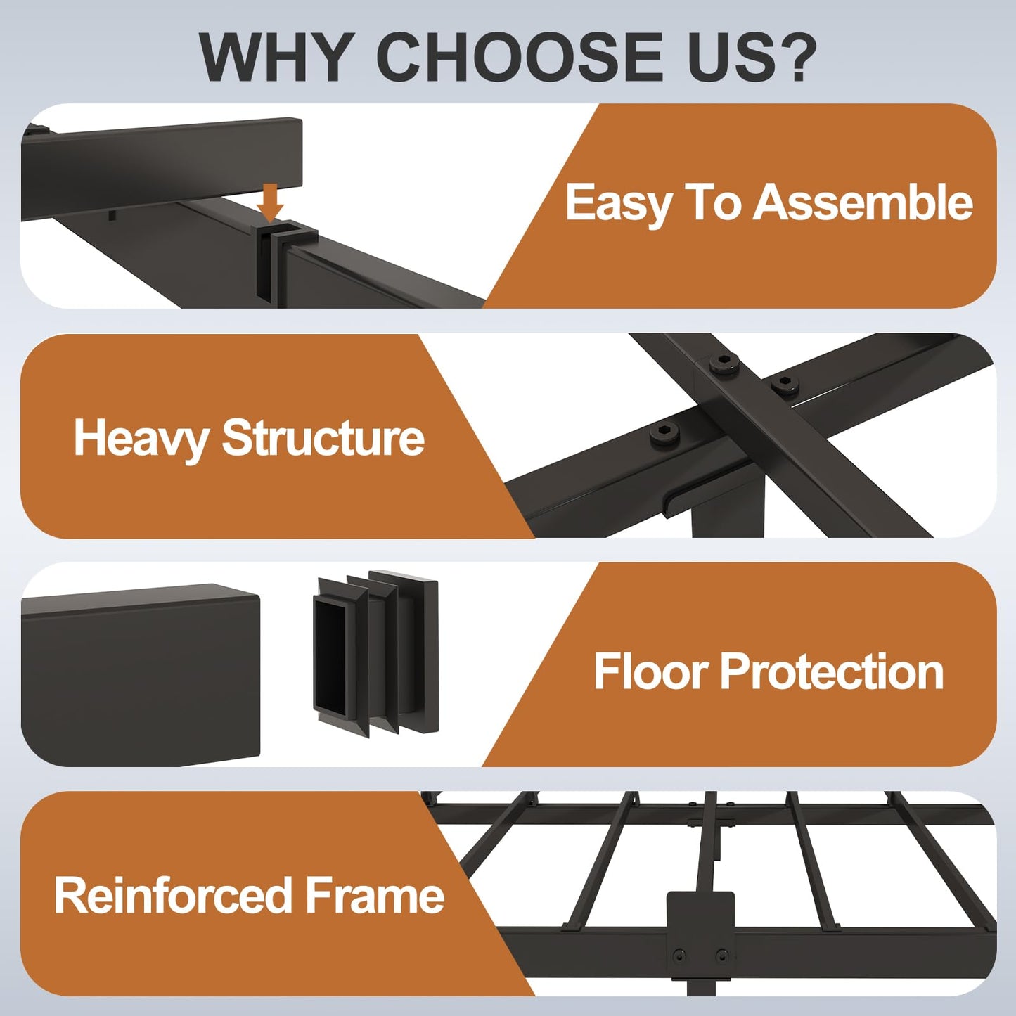 Kaelidra 6 Inch Bed Frame Queen Size Low Profile, Metal Platform Low Bed Frame, Heavy Duty Support Low Profile Bed Frame, No Box Spring Needed, Noise Free, Easy Assembly, Prevent Mattress From Sliding