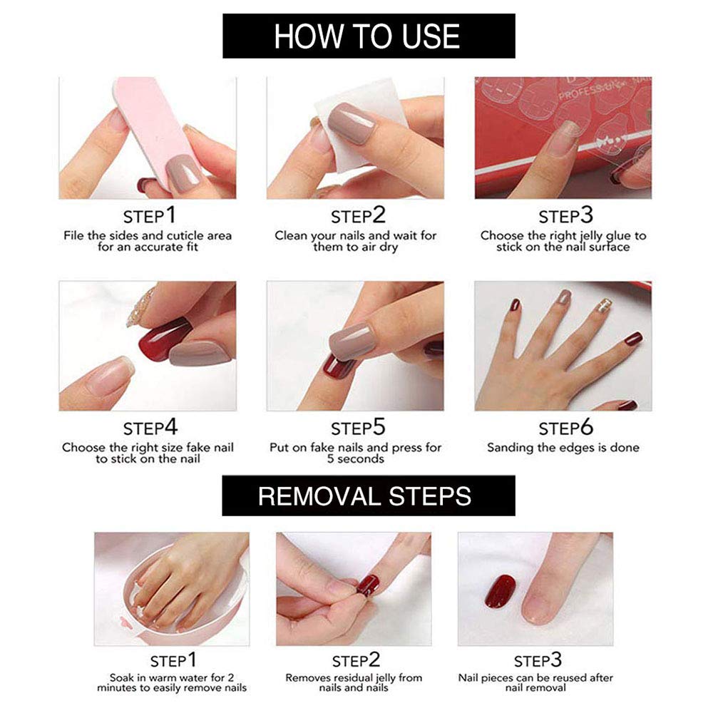 YoYoee Medium Full Cover Nails Tips Luxury Nude False Nails Marble Nails Coffin Press on Nails Gradient Fake Nails for Women and Girls 24PCS