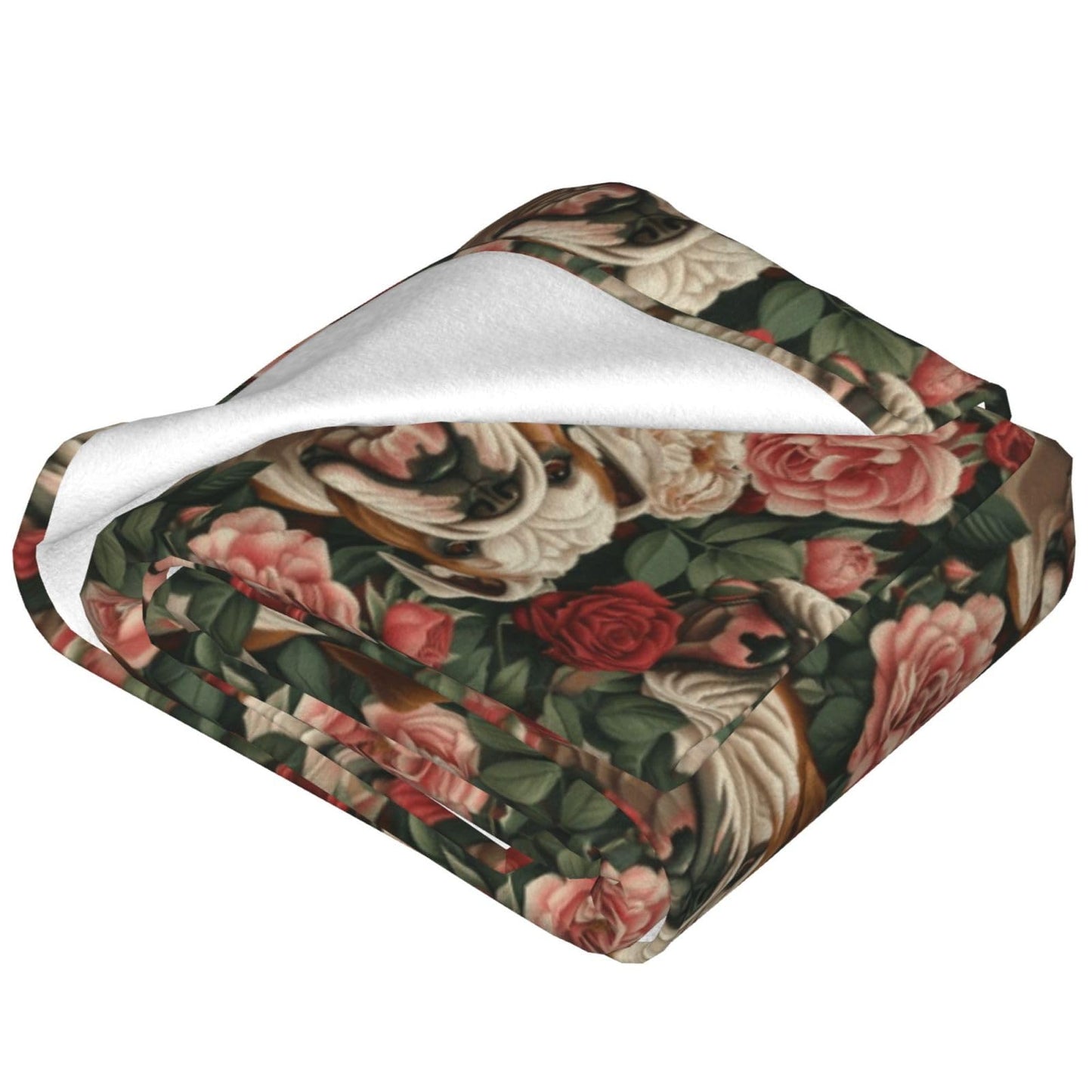 TZJCCMAY English Bulldog Blanket for Kids Women Adults, Floral Dog Lover Throw Blankets, Soft Lightweight Fleece for Bed Sofa Home Living Room Decor, Birthday Gifts, 50x60in