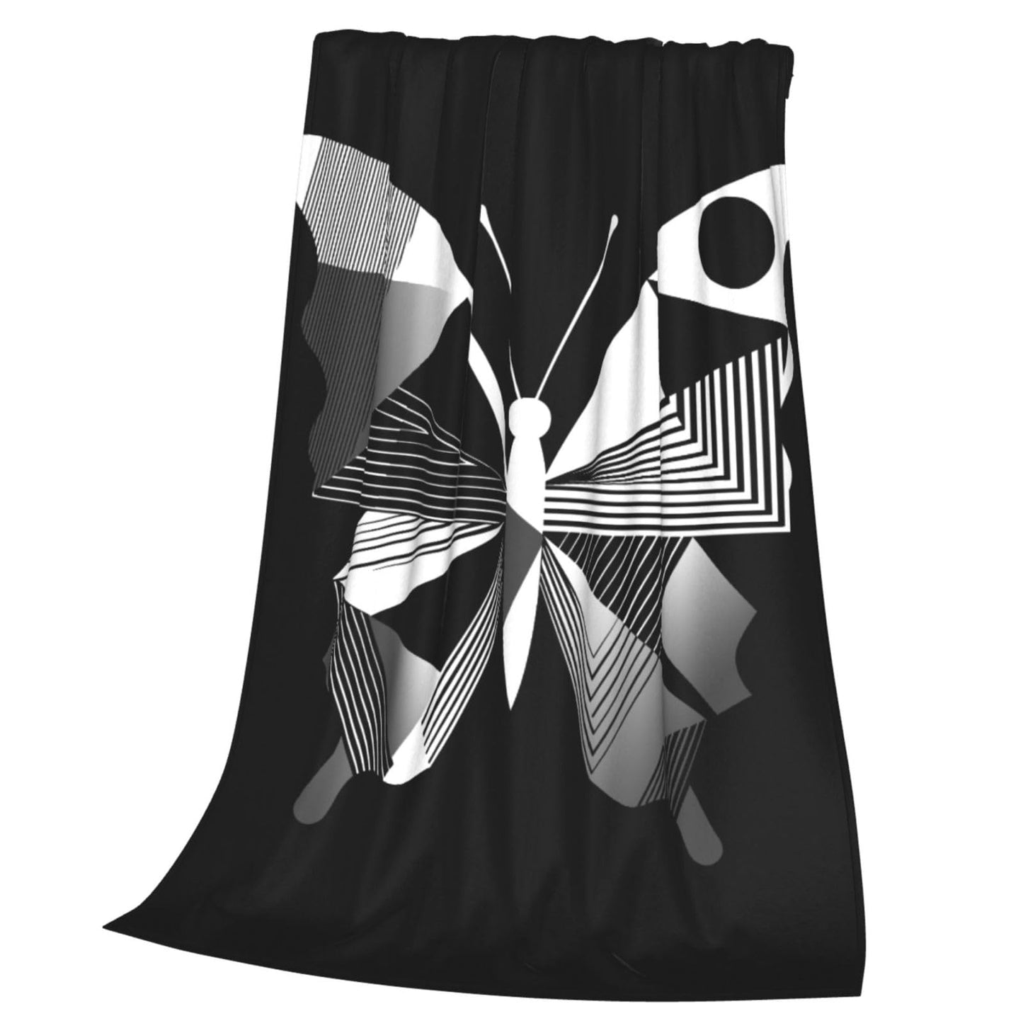 绘制蝴蝶图 Theme Throw Blanket, Cozy Flannel Fleece Winter Blankets for Bed Sofa and Couch50 x40