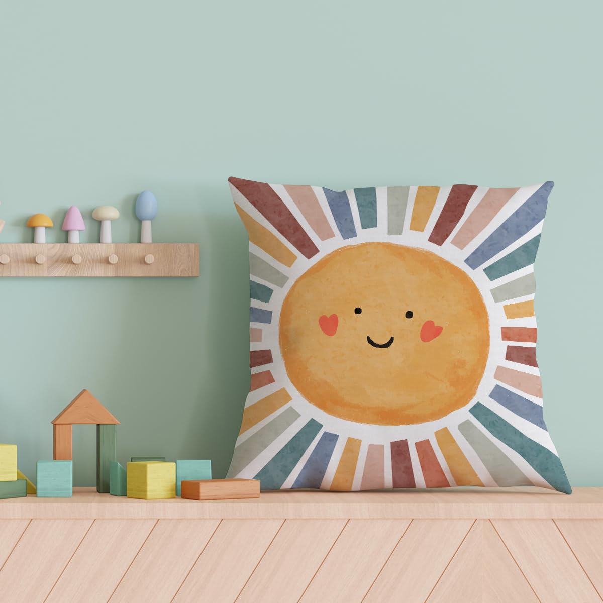 2 Pcs Boho Reading Corner Throw Pillow Covers 18x18 Inch, Positive Affirmation Rainbow Throw Pillows Square Cushion Covers, Rainbow Decorative Pillows for Calming Corner Nursery Toddler Room Playroom