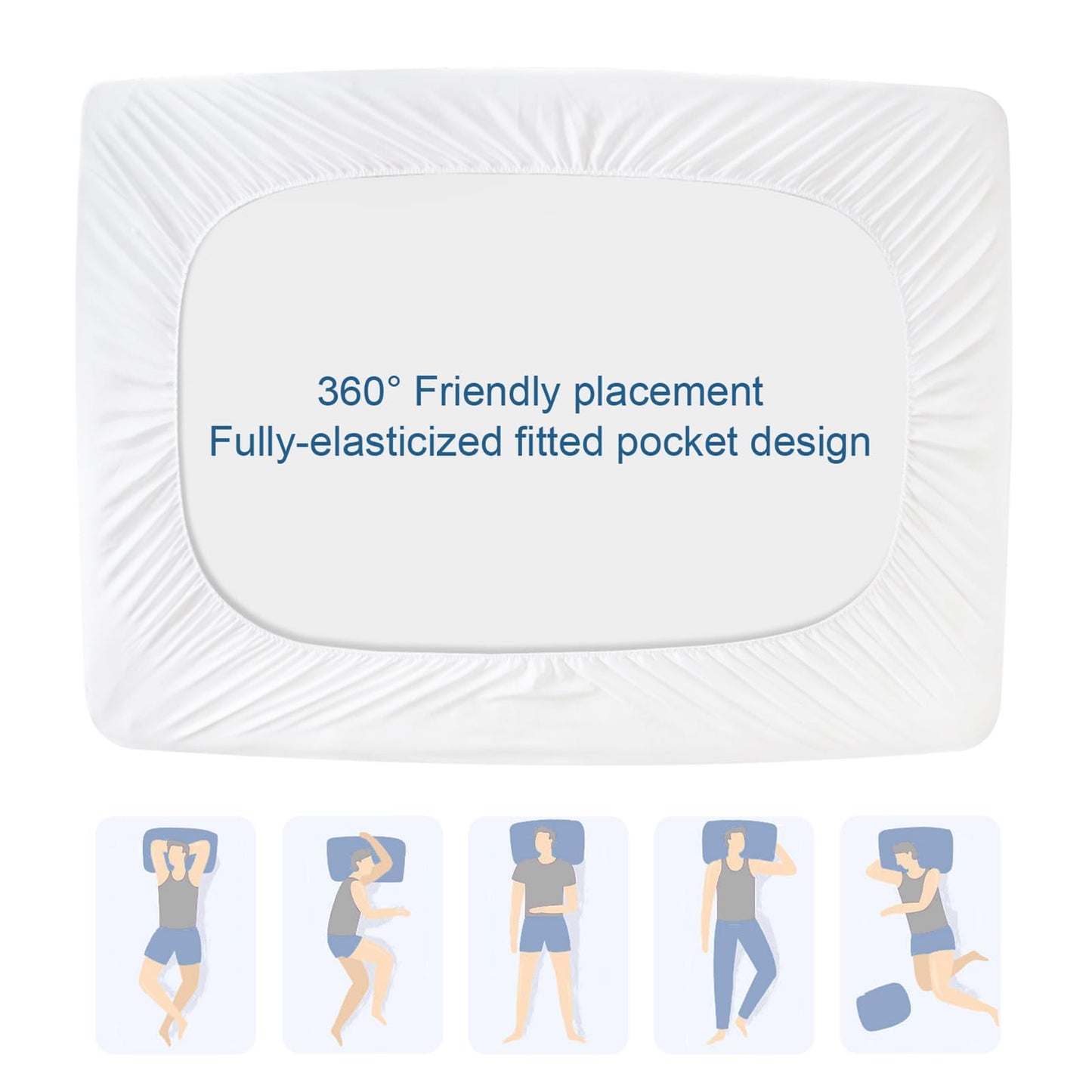 Split Top King Mattress Protector Pad Waterproof Quilted, 34" Top Split from Head (Not Full Split King), Mattress Cover for Adjustable Bed Up to 18", (White)