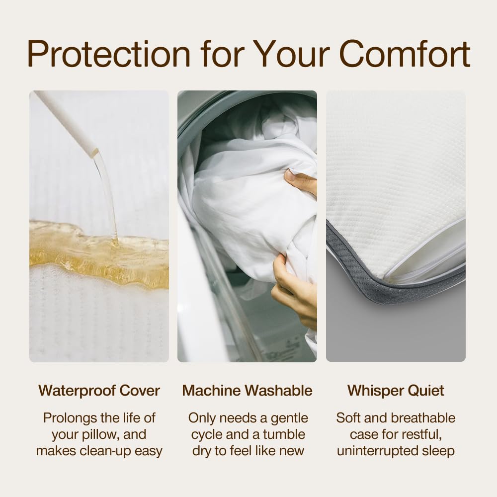 Coop Home Goods Ultra-Tech Pillow Protector for Memory Foam Pillows, Waterproof, Pack of 2 King Size Pillow Covers, Oeko-Tex Certified, Breathable, Zippered Covers, Machine Washable
