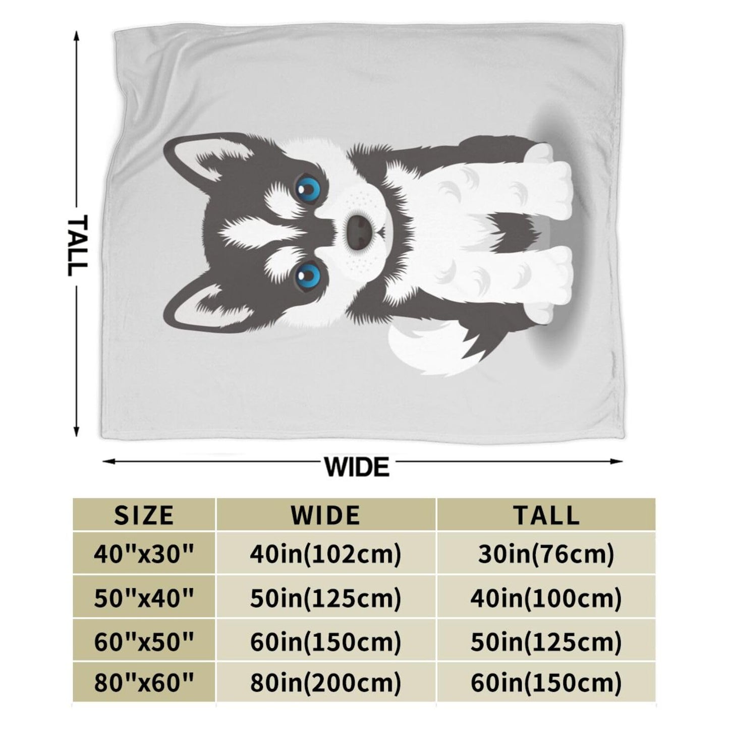 Cute Siberian Husky Puppy Dog Blanket Soft Lightweight Throw Blankets Cozy Flannel Bed Throws for Sofa Couch Travel Home Room Bedroom Decor Gifts for Boys Girls Kids Adults 60"x50"