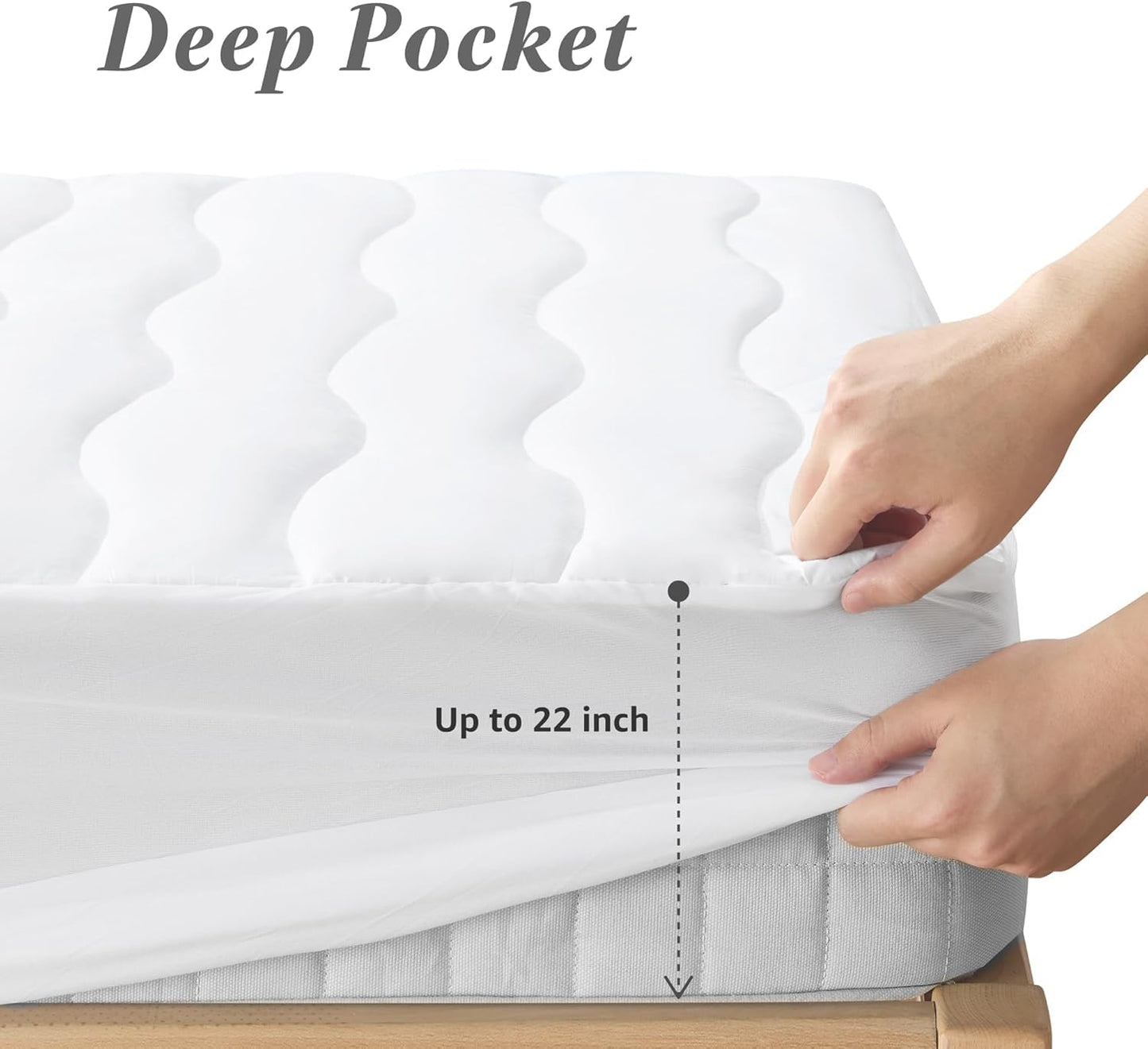 California King Cotton Mattress Protector, Breathable Pillow Top Mattress Cover, Soft Quilted Fitted Mattress Pad with Deep Pocket Fits Up to 22" Mattress (72x84 Inches, White)