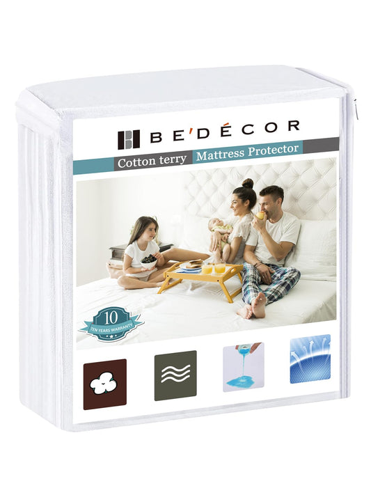 Bedecor Queen Waterproof Mattress Protector,Pee and Liquid Proof Cover for Pets, Elderly, and Incontinence, Fitted Deep Pocket for 9-18 Inch Deep