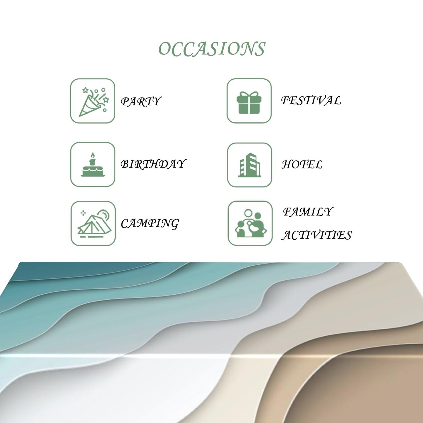 ggaimwf 52x70 Inch Coastal Wave Rectangle Tablecloth Modern Minimalist Abstract Ocean Beach Teal Beige Table Cloth Waterproof Wrinkle Free Table Cover for Kitchen Dining Home Party Living Room Decor