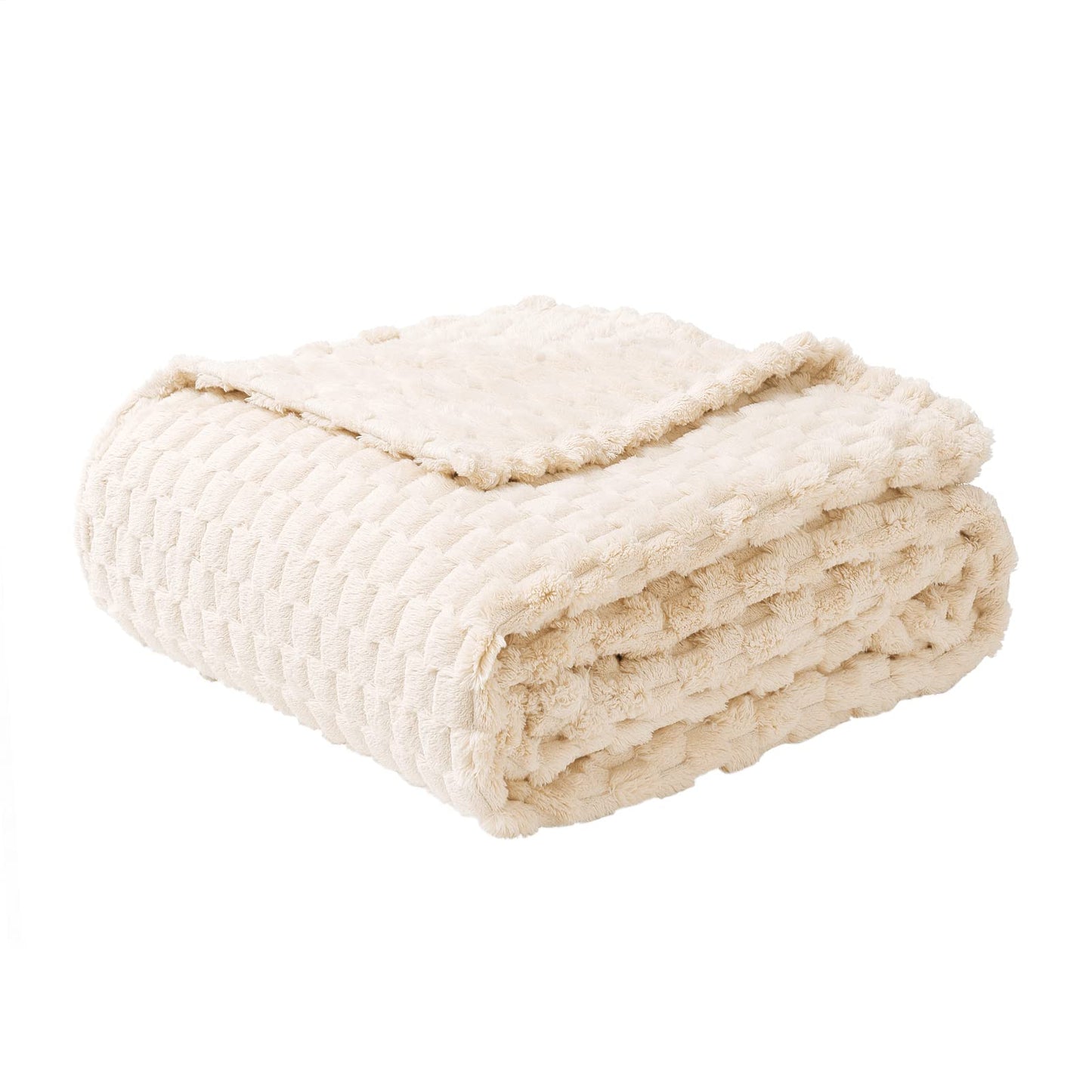FY FIBER HOUSE Fleece Throw Blanket for Couch 300GSM Super Soft Plush Fuzzy Blankets Lap Blanket for Office Sofa, 50x60 Inches, Beige