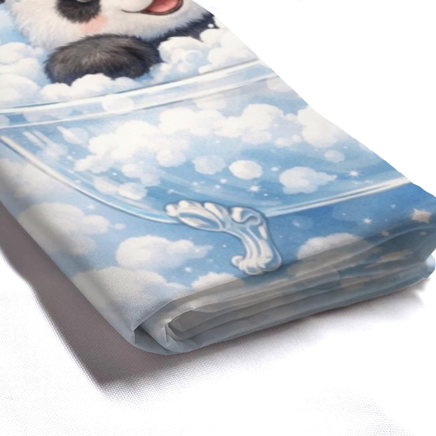 REZHOCH Dreamy Funny Panda Shower Curtain 72x72Inch,Cute Animal Home Bathtub Bathroom Decor,Boho Sky Cloud Bubble Bath,Blue Waterproof Fabric Bath Curtain Set with 12 Hooks