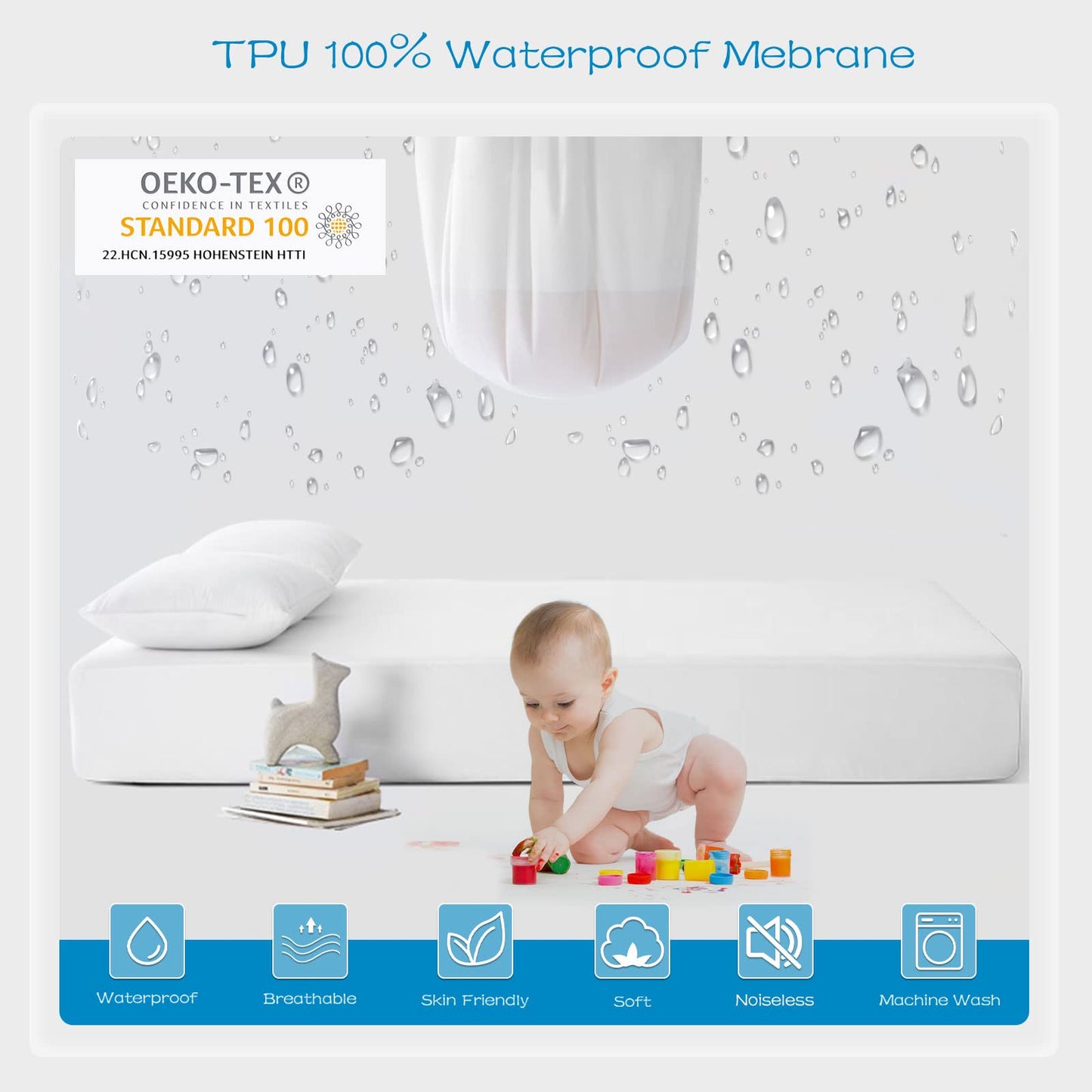 GRT 2 Pack Full Size Mattress Protector Waterproof, Breathable & Noiseless Waterproof Mattress Protector Fitted Deep Pocket from 5" to 19", Smooth Full Bed Mattress Cover Machine Washable