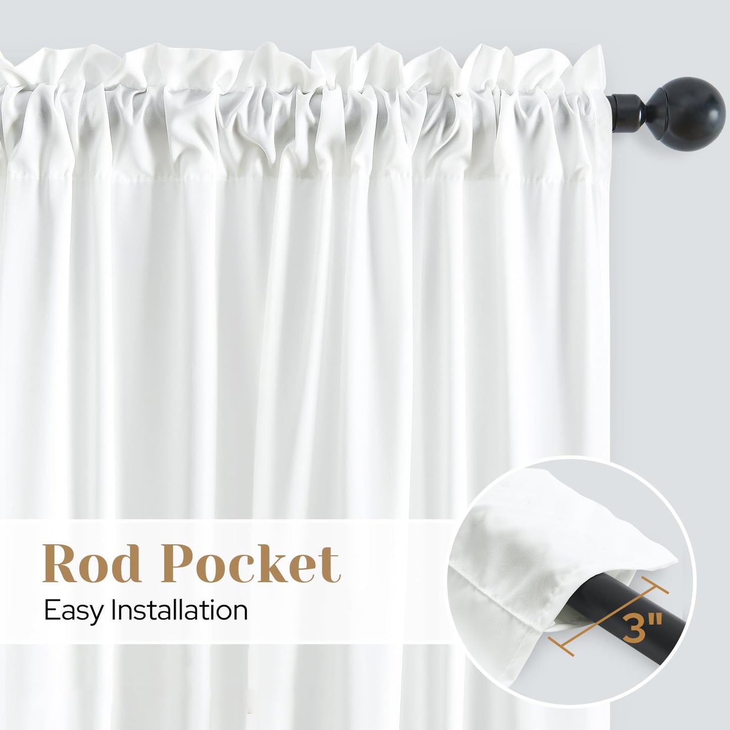 HOMEIDEAS Non-See-Through White Privacy Sheer Curtains, 52 X 45 Inches Long 2 Panels Sheer Curtains Light Filtering Window Drapes for Bedroom Living Room