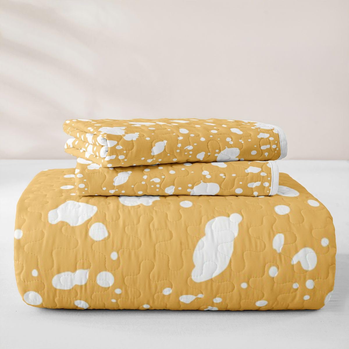 Erosebridal Geometric Quilted Bedspreadd Set Twin Mustard Yellow Coverlet Set Bohemian Abstract Bed Set Nordic Style Bedding Set