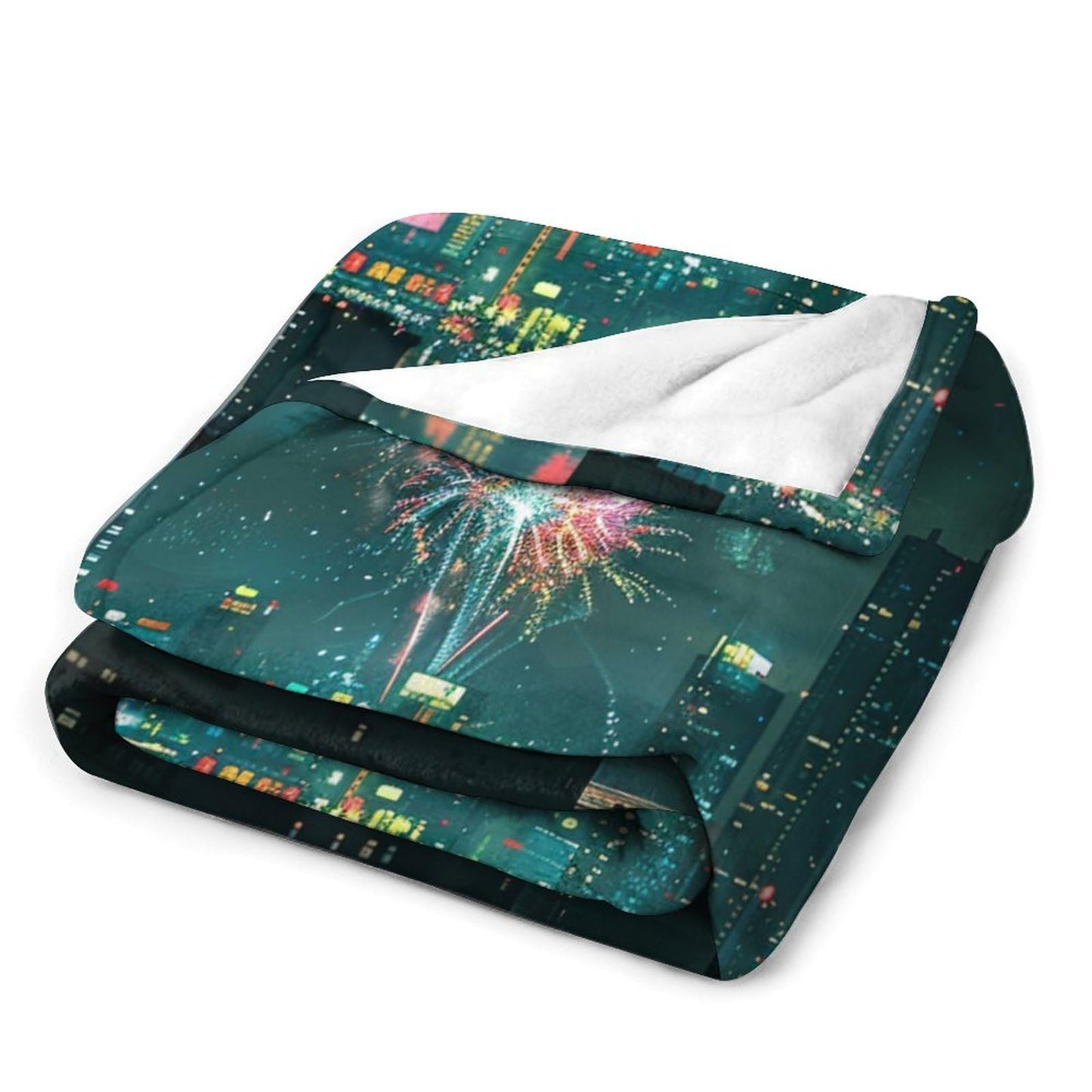 HDESDIS City Skyline Scenery Throw Blanket, Soft Cozy Night Starry Fireworks Building Blanket for Couch, Sofa, Bed, Warm Decorative Blanket for Women and Men, 50"x60"