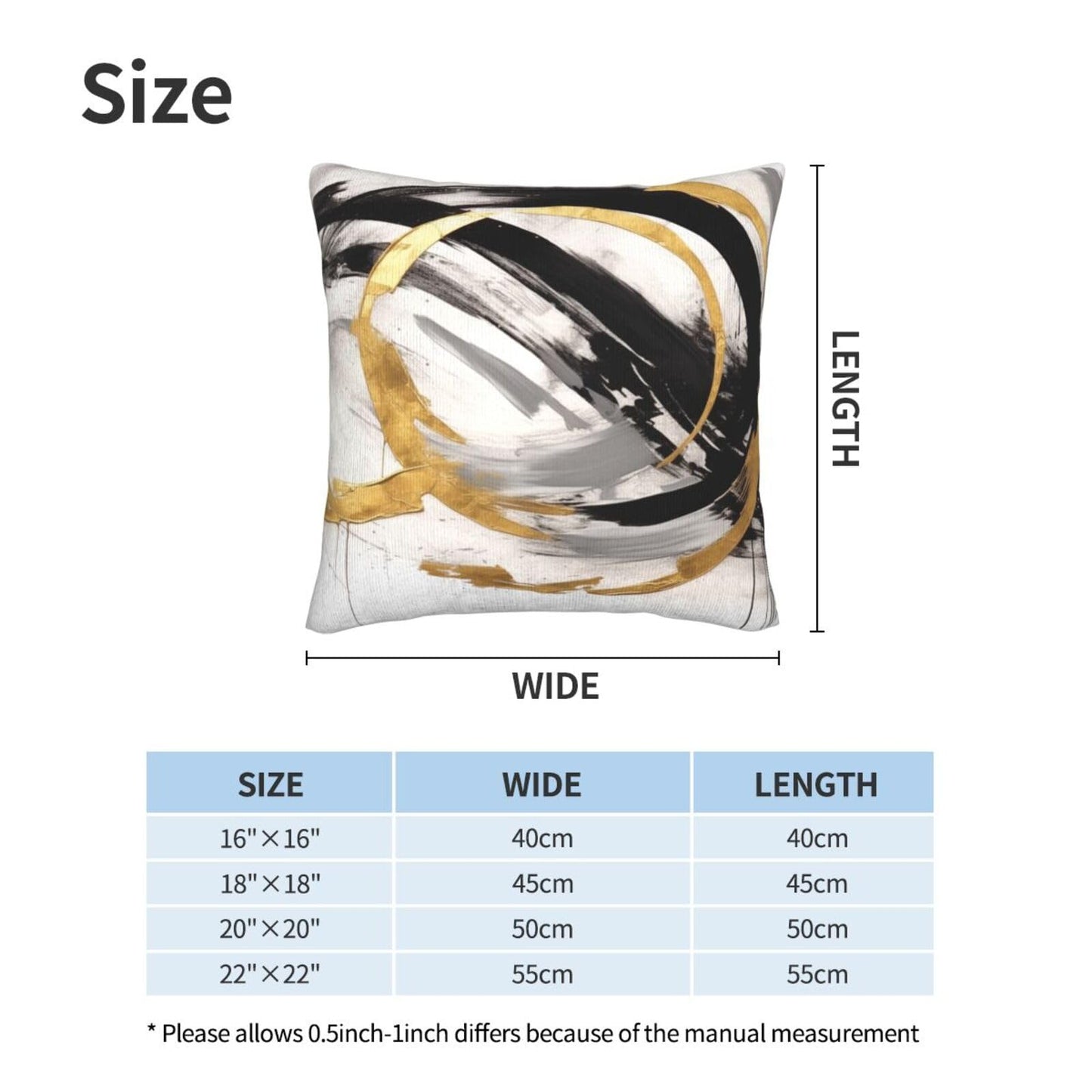 Droerfes Abstract Black Gold Throw Pillow Covers Set of 2 Couch Pillow Case Decoration Cushion Covers for Sofa Home Living Room Bedroom Outdoor 18X18 Inch