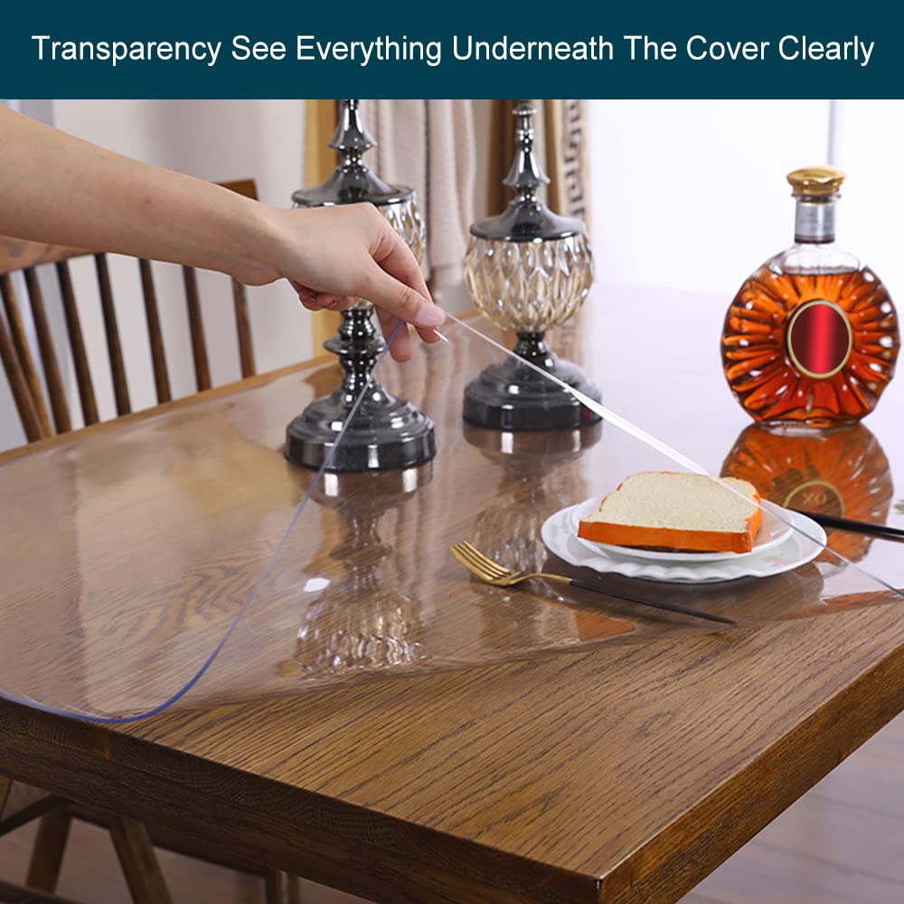 14x24 in Office Desk Blotter Mat Clear Plastic Table Protector Cover Pad PVC Transparent Topper Surface Proection Pad Anti Scratch Table Mat Glass Dinner End Waterproof Easy Clean