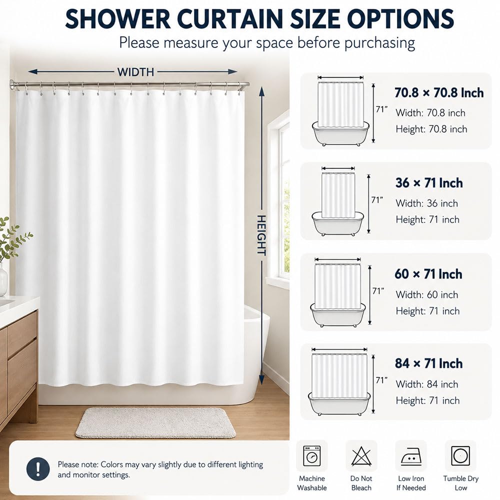 VLANMON Winter Christmas Scene with Ornaments and Snowy TreesShower Curtain for Bathroom Waterproof Tan Shower Curtain with Hooks 71 inch x 71 inch