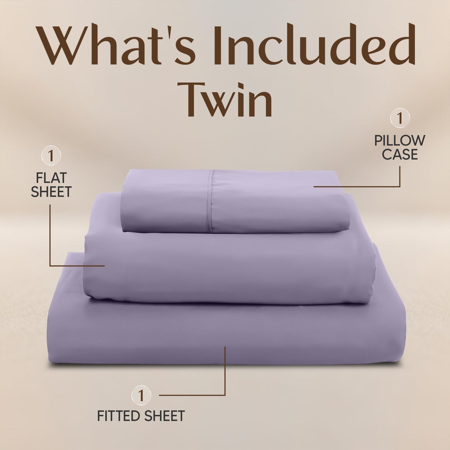 Utopia Bedding Twin Sheet Set – 3 Piece Bed Sheets for Twin Size Bed, Soft and Breathable Microfiber, Includes 1 Fitted Sheet, 1 Flat Sheet and 1 Pillowcase – Oeko Tex (Lavender)