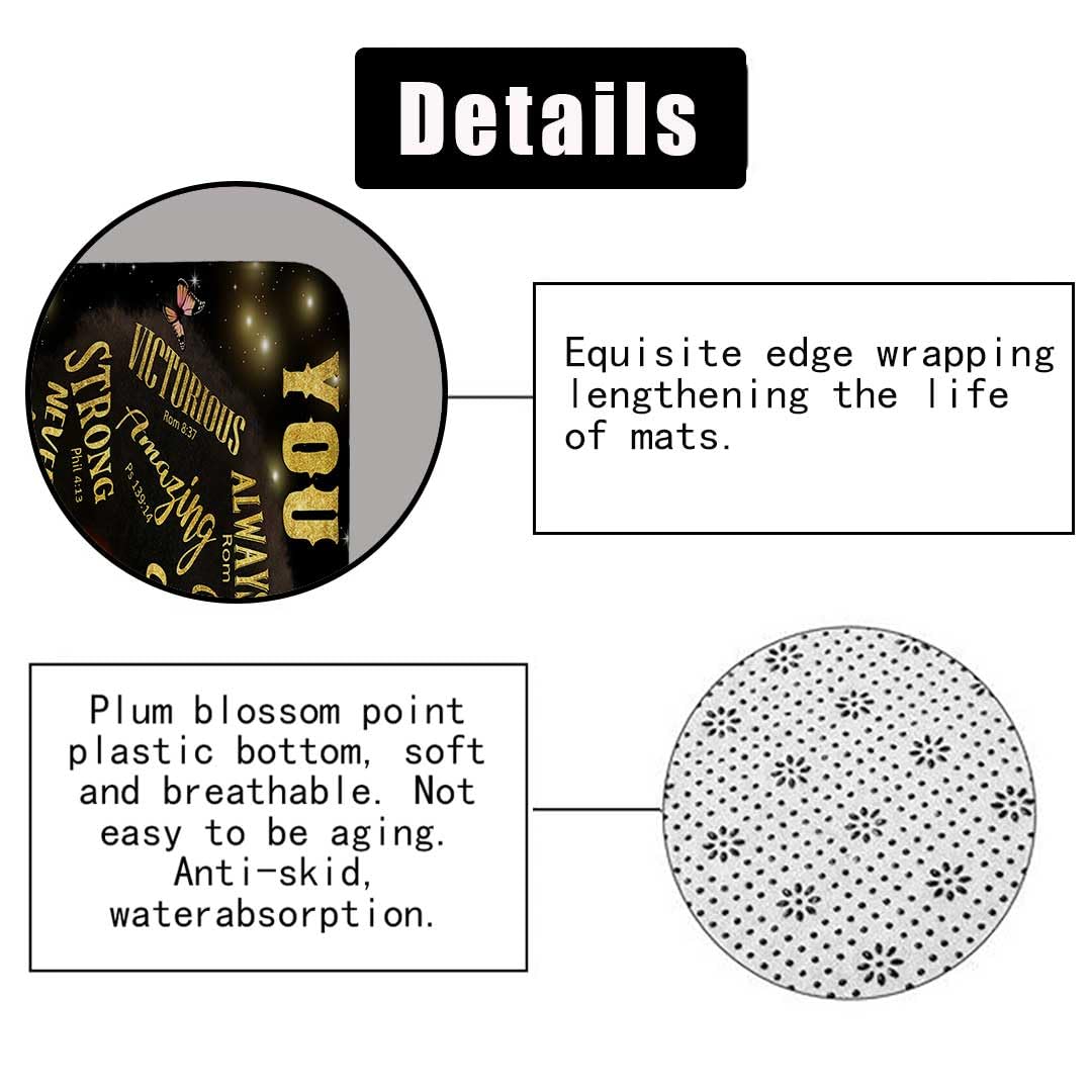 Jayden Madge 4PCS Afro Black Girl Shower Curtain Set, Purple Orange Butterfly Gold Glitter Motivational Quotes Elegant Melanin Queen African American Woman Bathroom Decor, Non-slip Bath Mat Toilet Rug