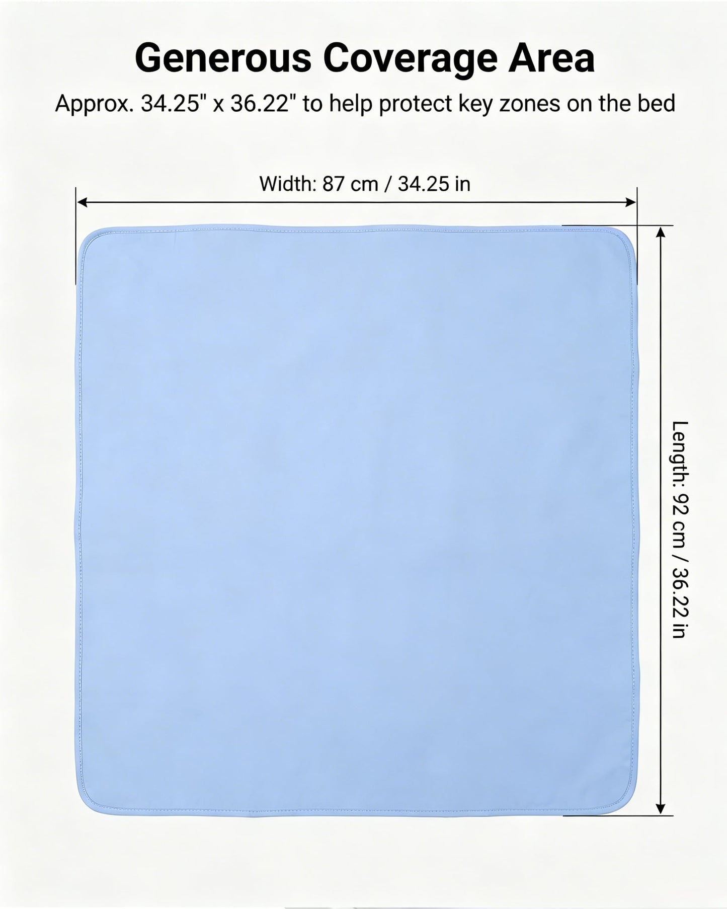 Washable Reusable Waterproof Bed Underpad, 34.3×36.2 Inch Quilted Absorbent Mattress Protector Pad, Multi-Surface Liquid Protection Cushion for Adults, Kids & Pet Daily Use