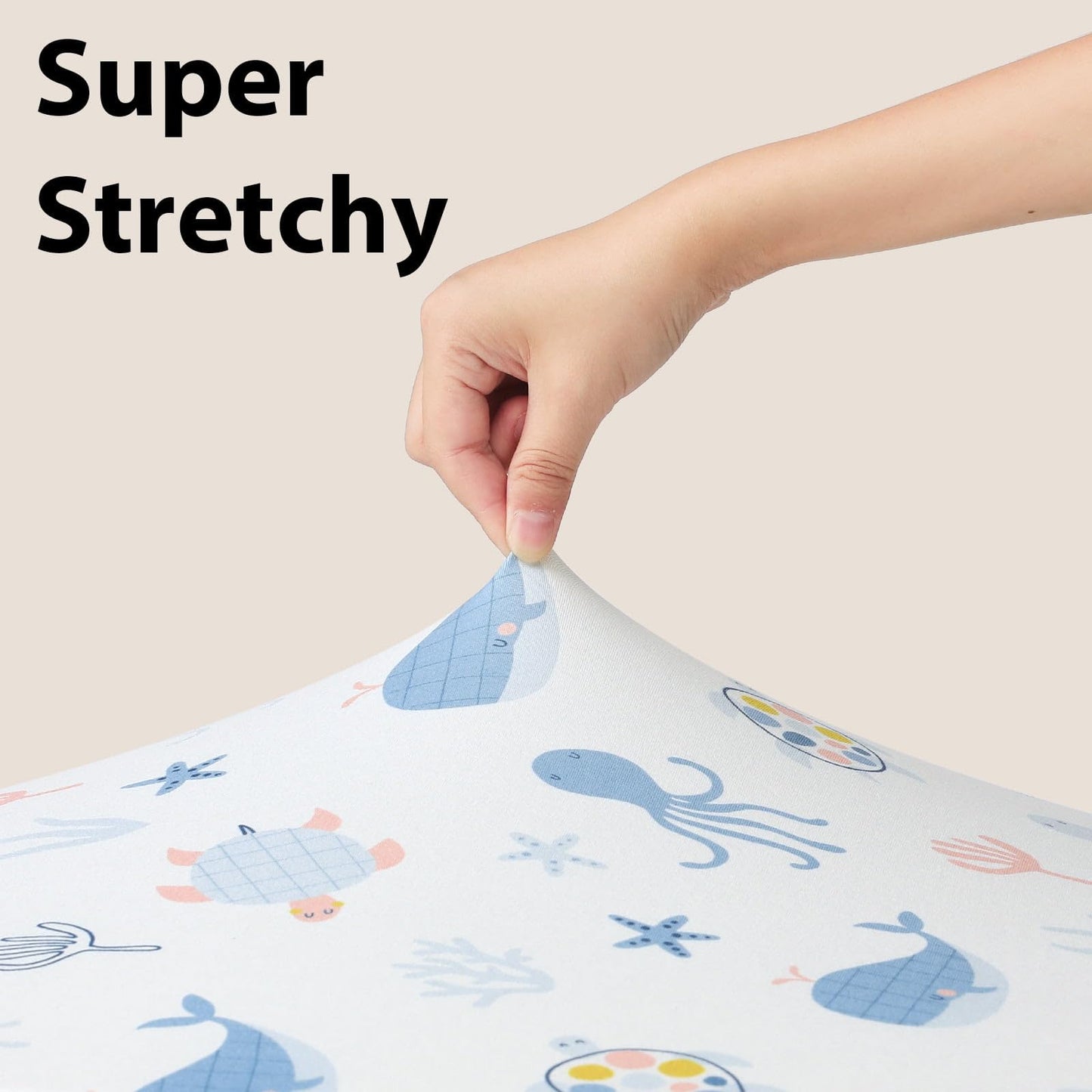 FIEMOL Baby Crib Sheets for Boys and Girls, 3 Pack Toddler Bed Sheets for 52”x28” Standard Toddler Mattresses, Soft Microfiber Fitted Crib Sheets Neutral Blue Ocean Whale