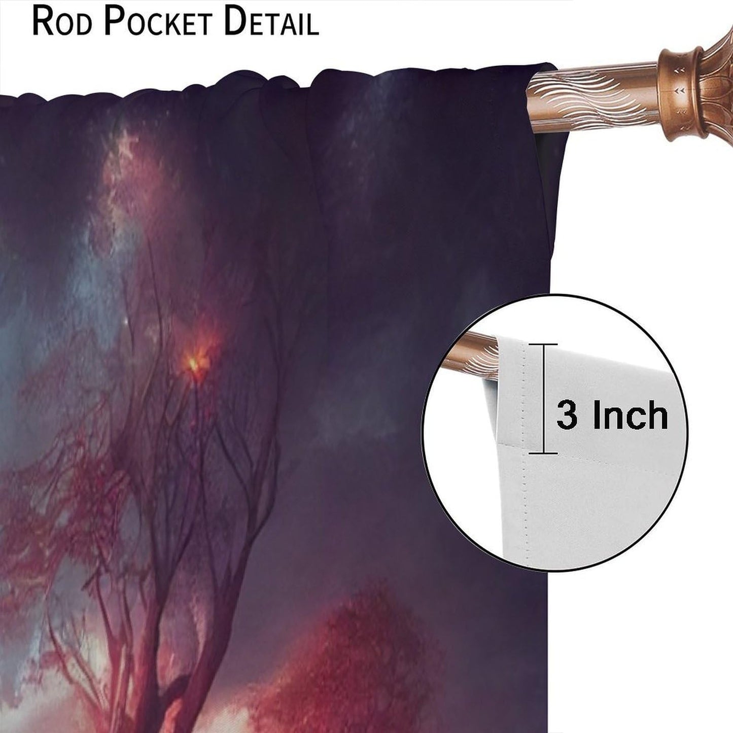 BenYaSong Forest Moon Blackout Window Curtain Vast Fantasy Landscape Feywild Trees and Surreal Glowing Art for Home Kitchen Restaurant Decoration Window Curtain 2Panel 42" W X 45" L