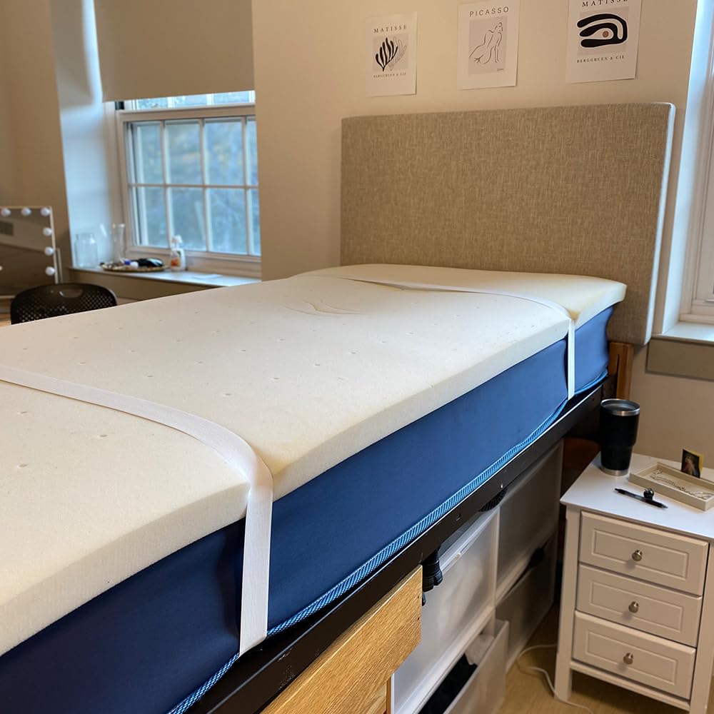 Bedly Straps/College Dorm Essential/Twin XL Certified/Bed Straps That Hold Mattress Topper in Place/Sheet Fastener/Multipurpose Strap w/Clips