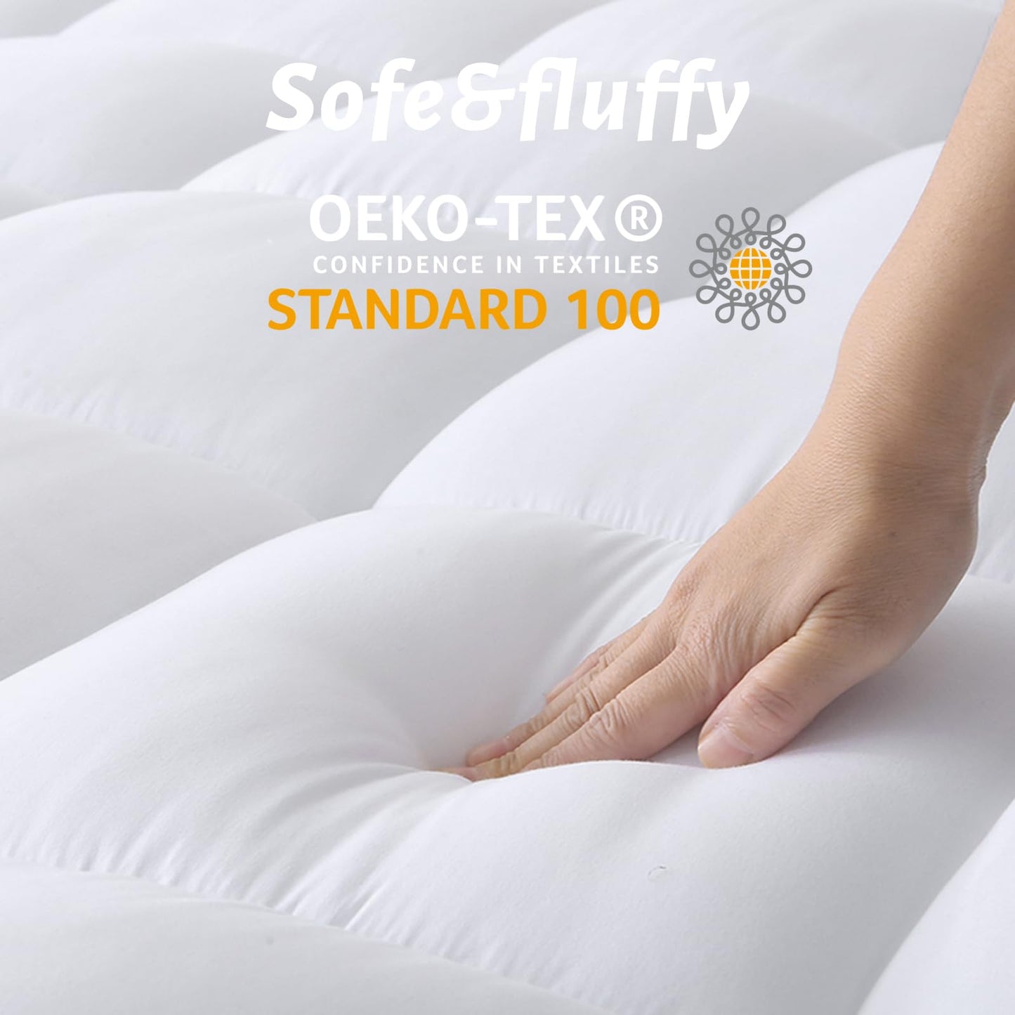 Thick Mattress Topper Queen with Deep Pocket, Extra Pillow Top Mattress Pad, Breathable & Cooling Mattress Cover, Fits 8-21 Inch, Soft Support for Back Pain Relief, Mattress Protector (Queen, White)