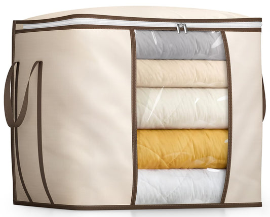 SLEEPING LAMB 170L Huge Blanket Storage Bag, Sturdy Oxford Fabric Comforter Storage Bag with Handles and Window, Foldable Bedding Container Organizer for King-size Duvets, Sheets, Pillows, Clothes