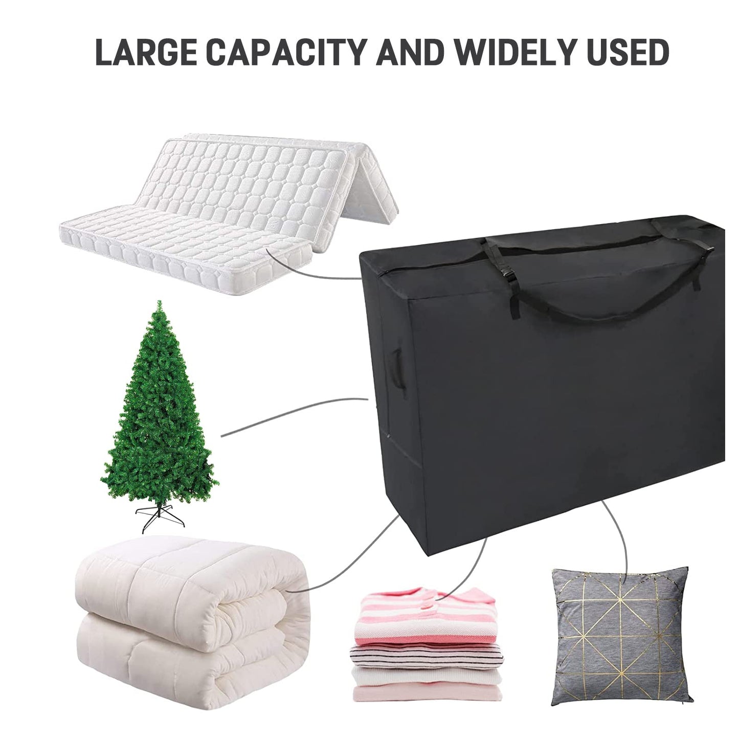 Folding Mattress Storage Bag-33 inch Heavy Duty Carrying Bag Fits 4 In Narrow Twin & Cot Mattress Sturdy Cushion Storage Bag for Tri-Fold Guest Bed Mattress Carry Case - 33"L×27"W×16"H, Cover Only